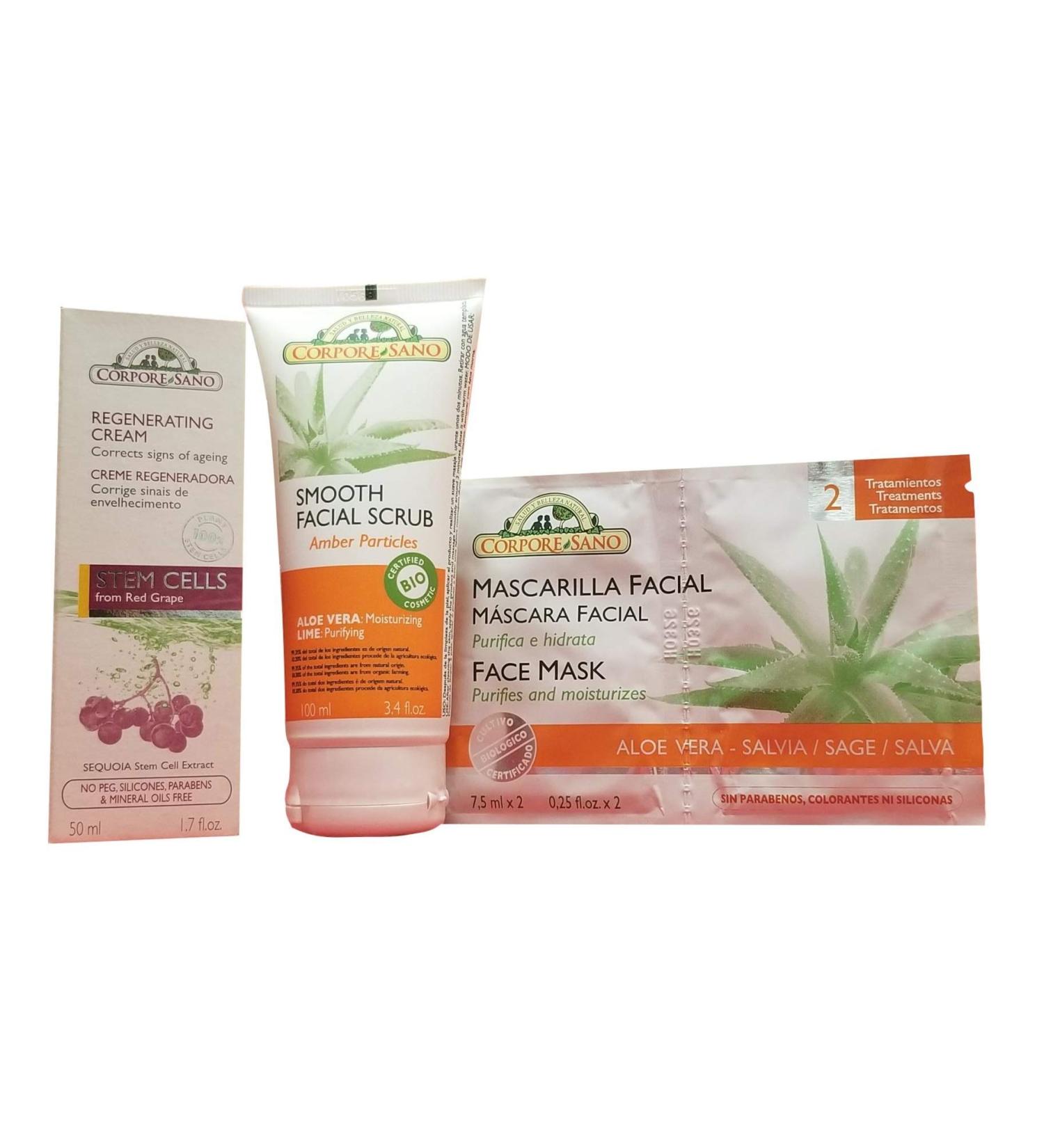 Skin Care Gift Set for Women with Stem Cell Regenerative Smooth Facial Scrub & Face Mask