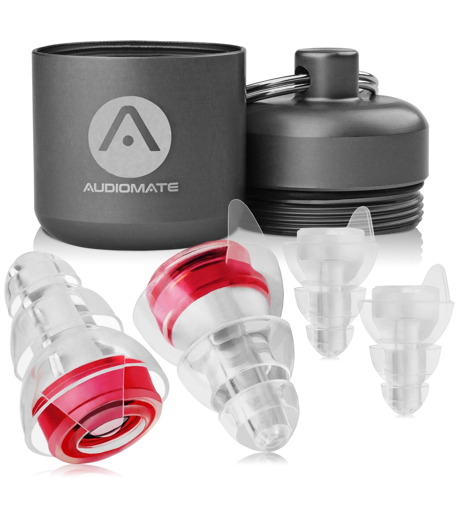 Audiomate High-Fidelity Earplugs with Metal Keychain Case - HiFi Noise Attenuating Ear Plugs for Musicians, Concerts, and Sleeping - Buy Online on GoSupps.com