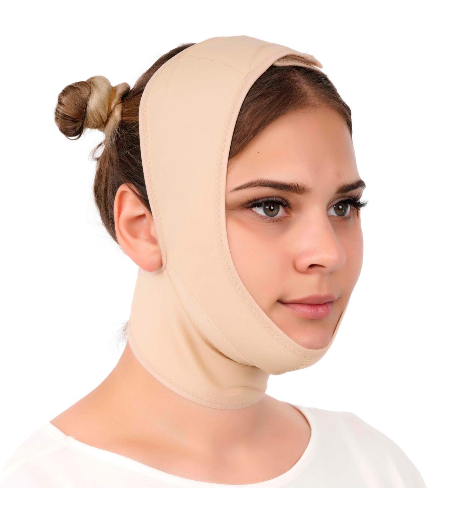 Post Surgery Neck Chin Compression Garment Wrap Bandage for Women - Face Slimmer Jowl Tightening - Neck Coverage Chin Lifting Strap (M) - Buy Online on GoSupps.com