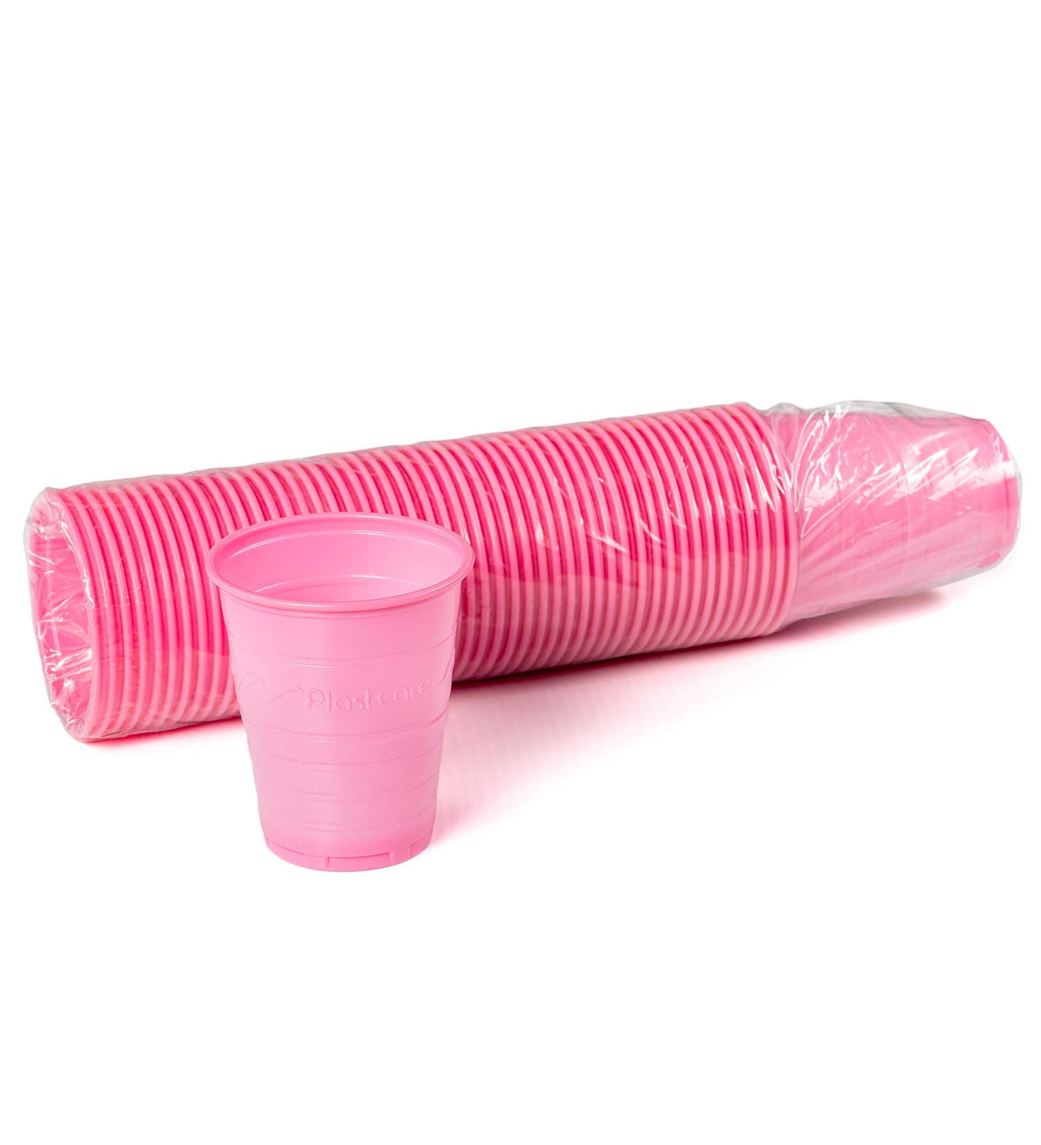 200 Disposable 5oz Plastic Cups - Pink Ribbed Design for Drinking & Dental Rinse - Buy Online on GoSupps.com