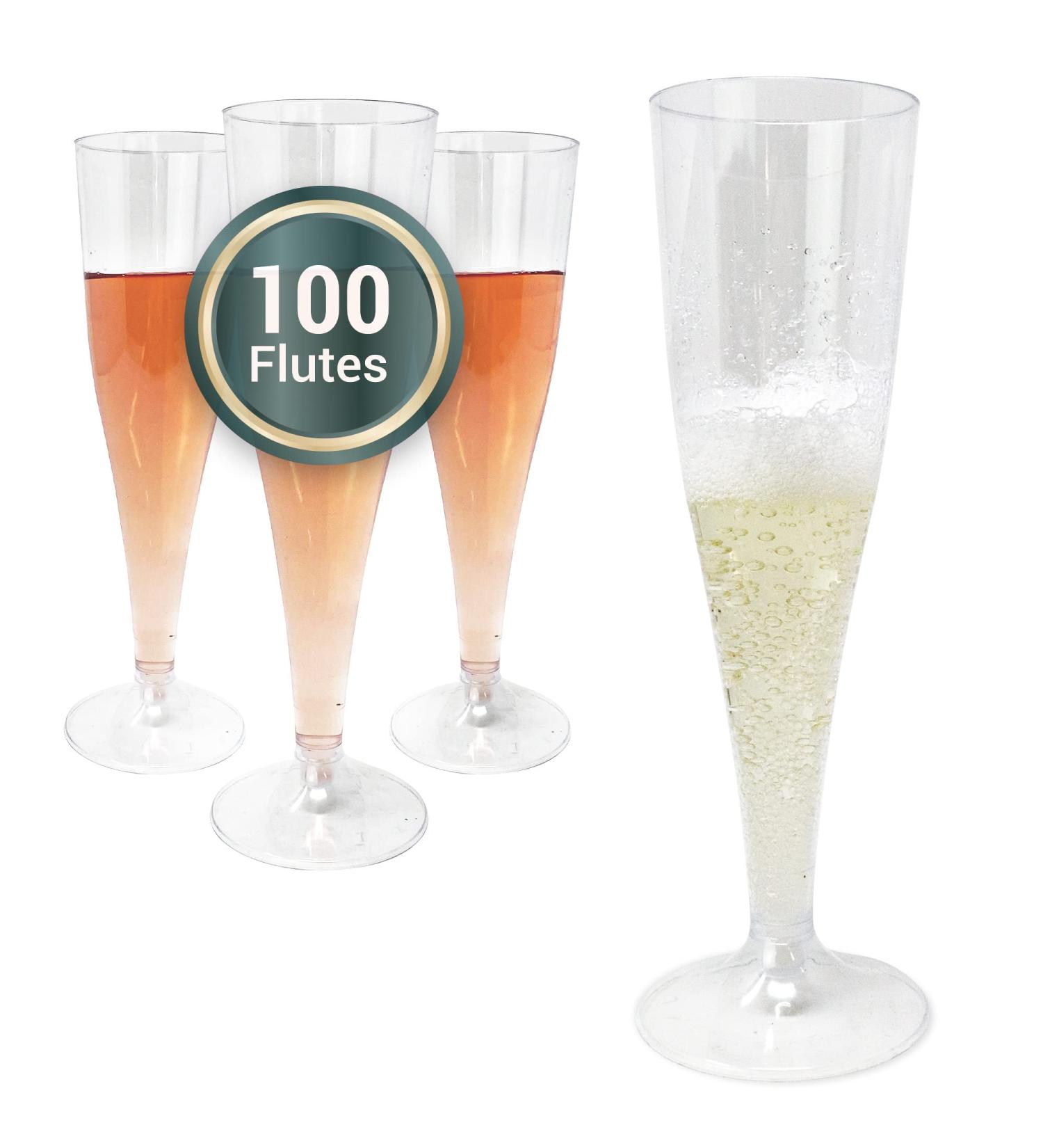 Reli. 4.5oz Clear Plastic Champagne Flutes - 100 Bulk Pack | BPA-Free Disposable Glasses for Wedding/Party Toasting - Buy Online on GoSupps.com