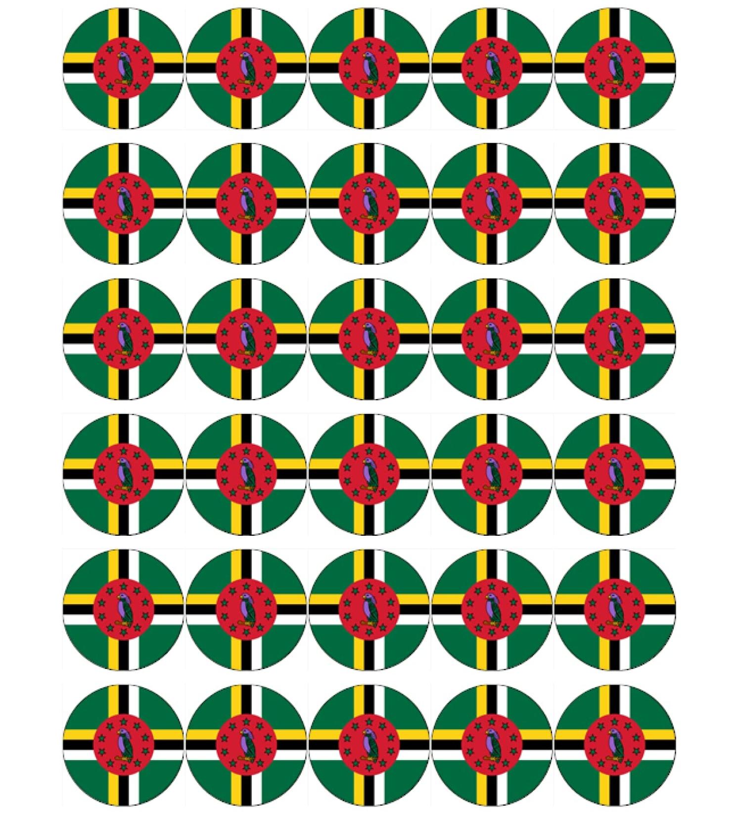 30 Dominica Flags Cupcake Toppers Edible Wafer Paper Fairy Cake Toppers Birthday Cake Decorations