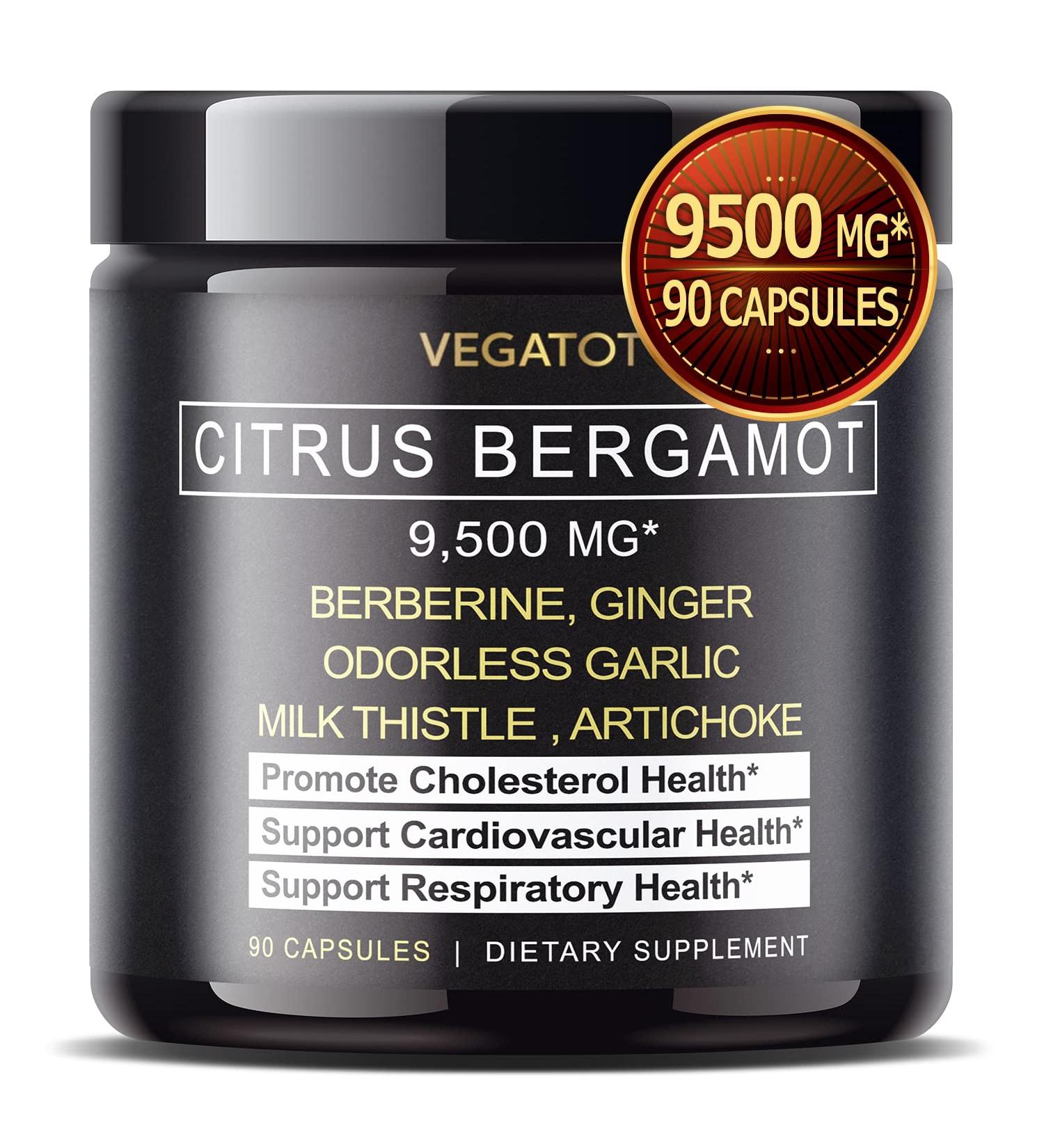 VEGATOT Citrus Bergamot Extract with Berberine & Herbs - Cholesterol & Cardiovascular Support | 90 Count - USA Made & Tested - Buy Online on GoSupps.com