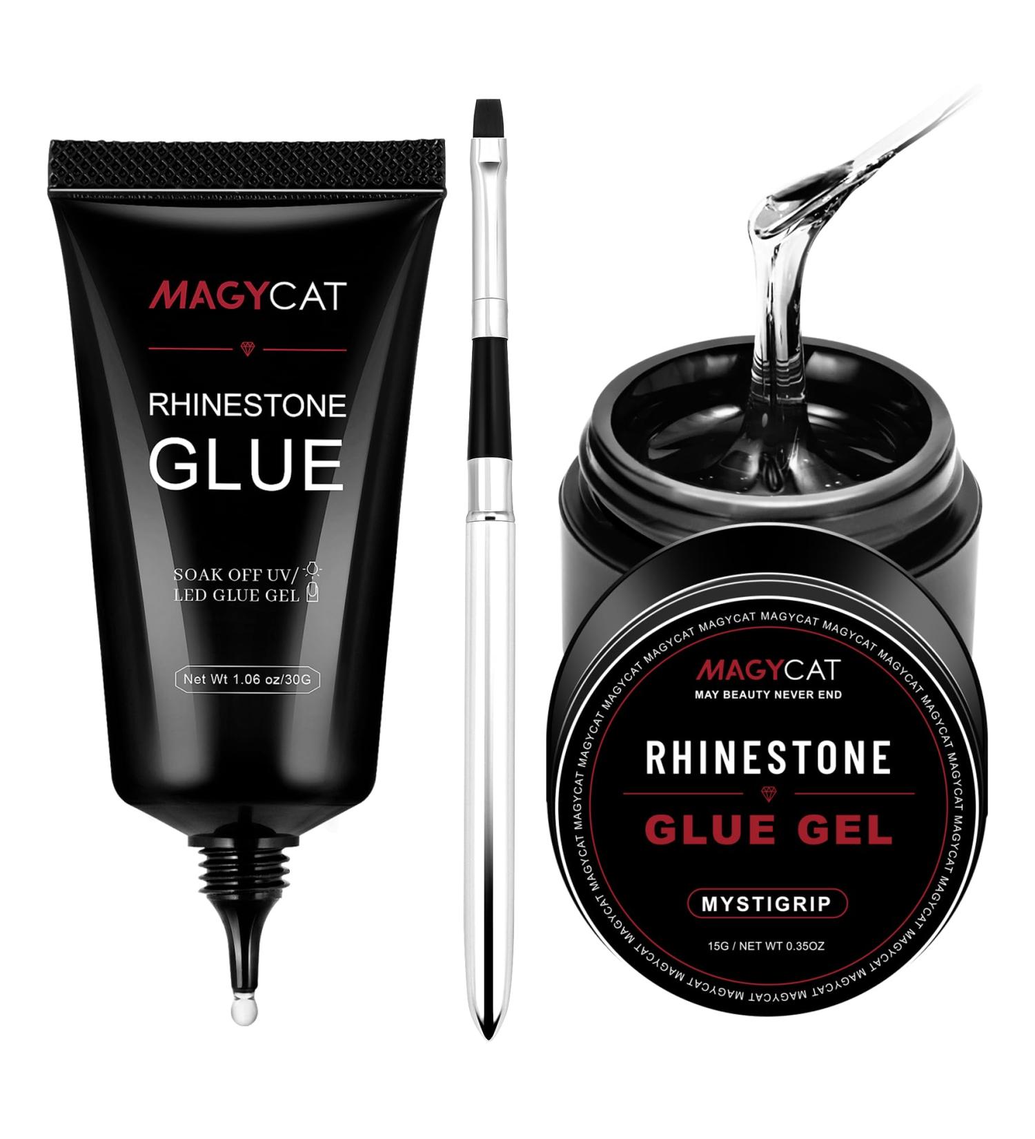 Super Strong Nail Art Rhinestone Glue Gel - 2Pcs 45ML Adhesive for 3D Decorations & Gems | NO Wipe Nail Glue for Crystals & Beads - Buy Online on GoSupps.com
