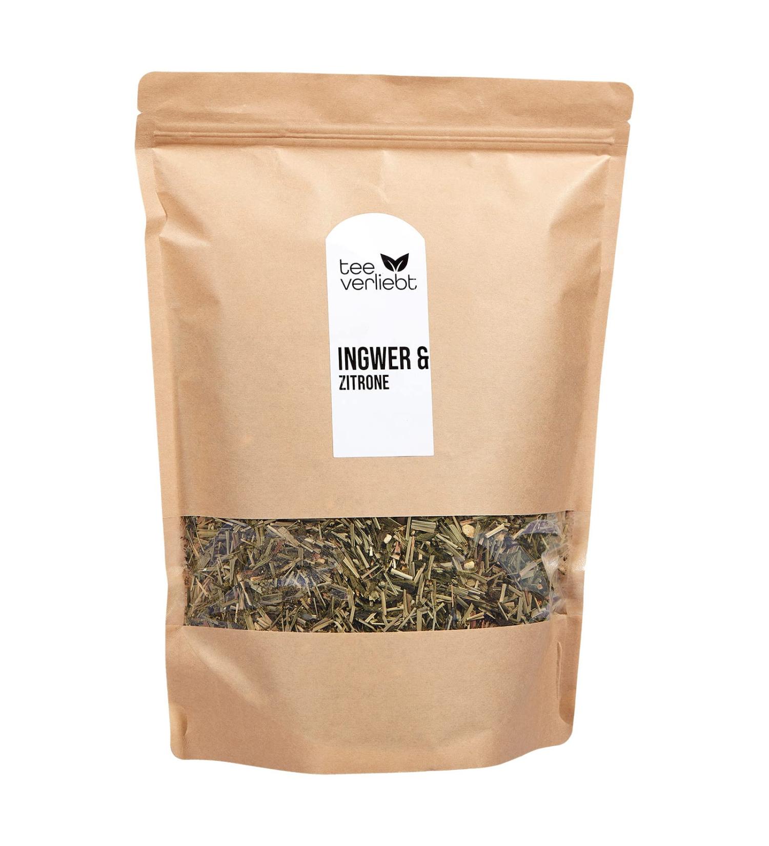 teeverliebt Green Tea Ginger Lemon loose green tea with lemongrass orange peel ginger tea blend 1000 g