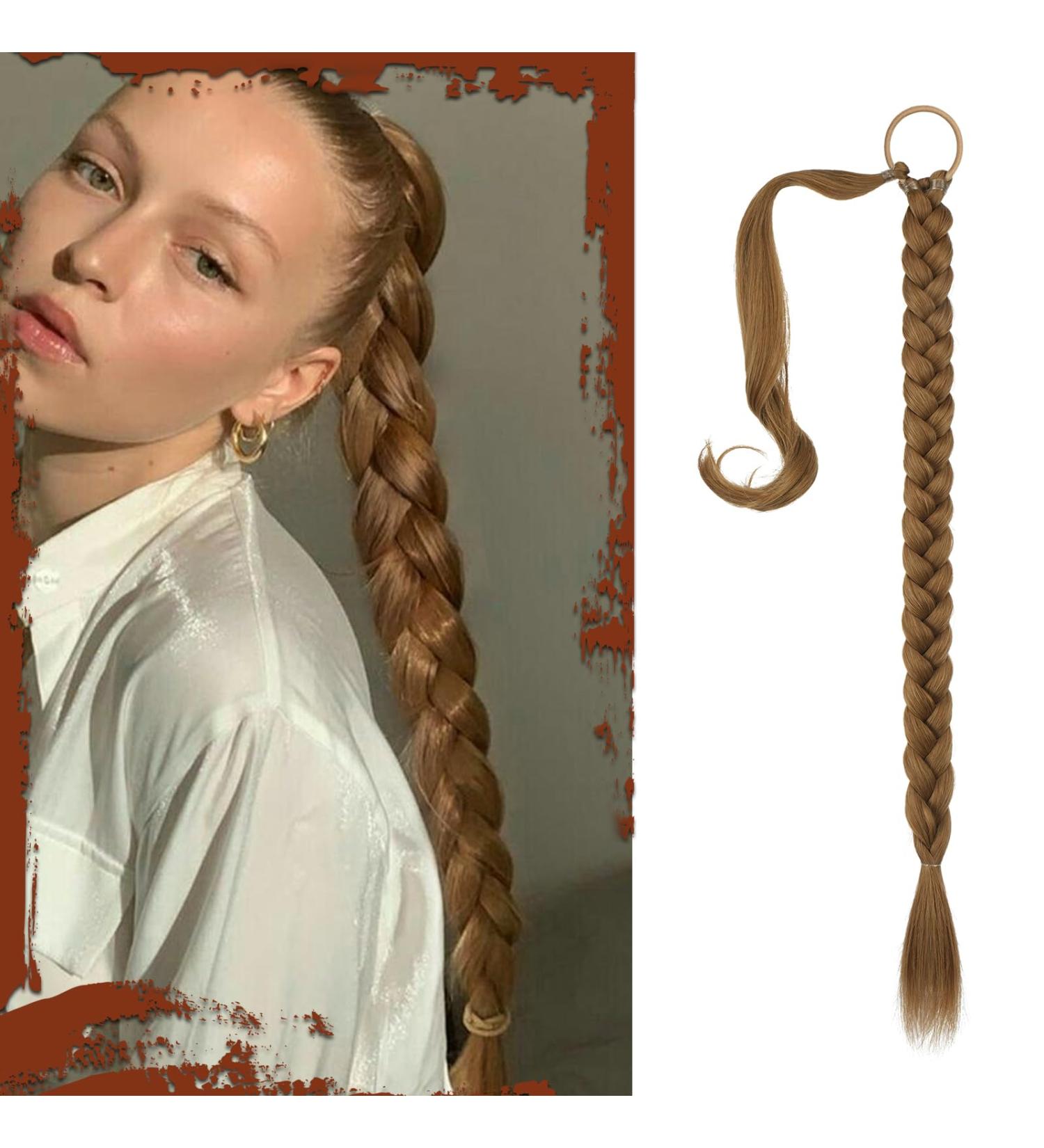 Sofeiyan Long Braid Ponytail Extension with Hair Tie Straight Sleek Wrap Around Hair Extensions Braid Pony Tail Fluffy Natural Soft Synthetic Hairpieces for Women Daily Wear 26 inch-Dark Blonde 26 Inch (Pack of 1) Dark Blonde - Buy Online on GoSupps.com