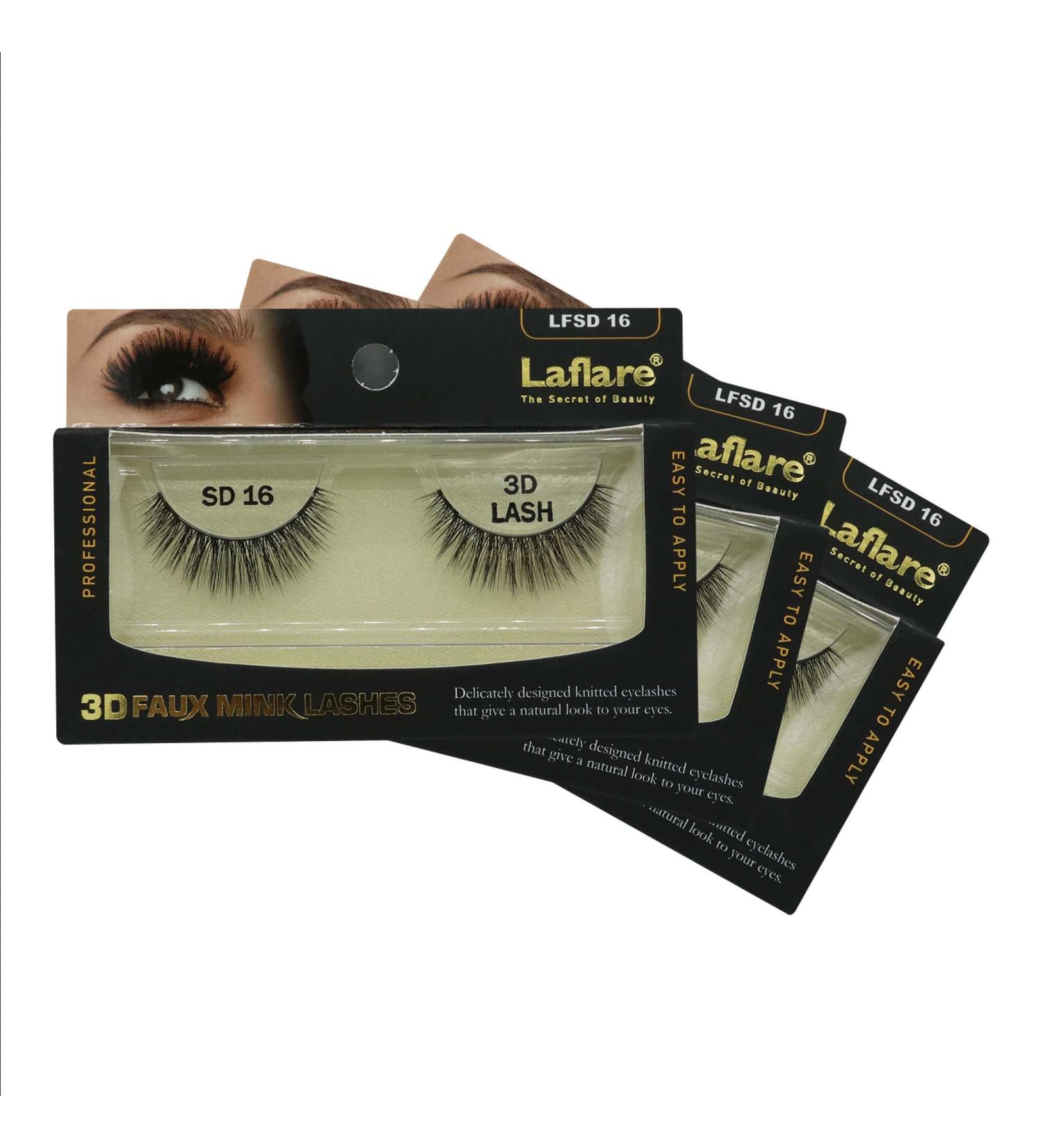 Laflare Silk 3D Faux Mink Eyelashes - Knitted Style, Easy to Apply - 2-3 Pack Bundle Special (3 SD16) - Buy Online on GoSupps.com