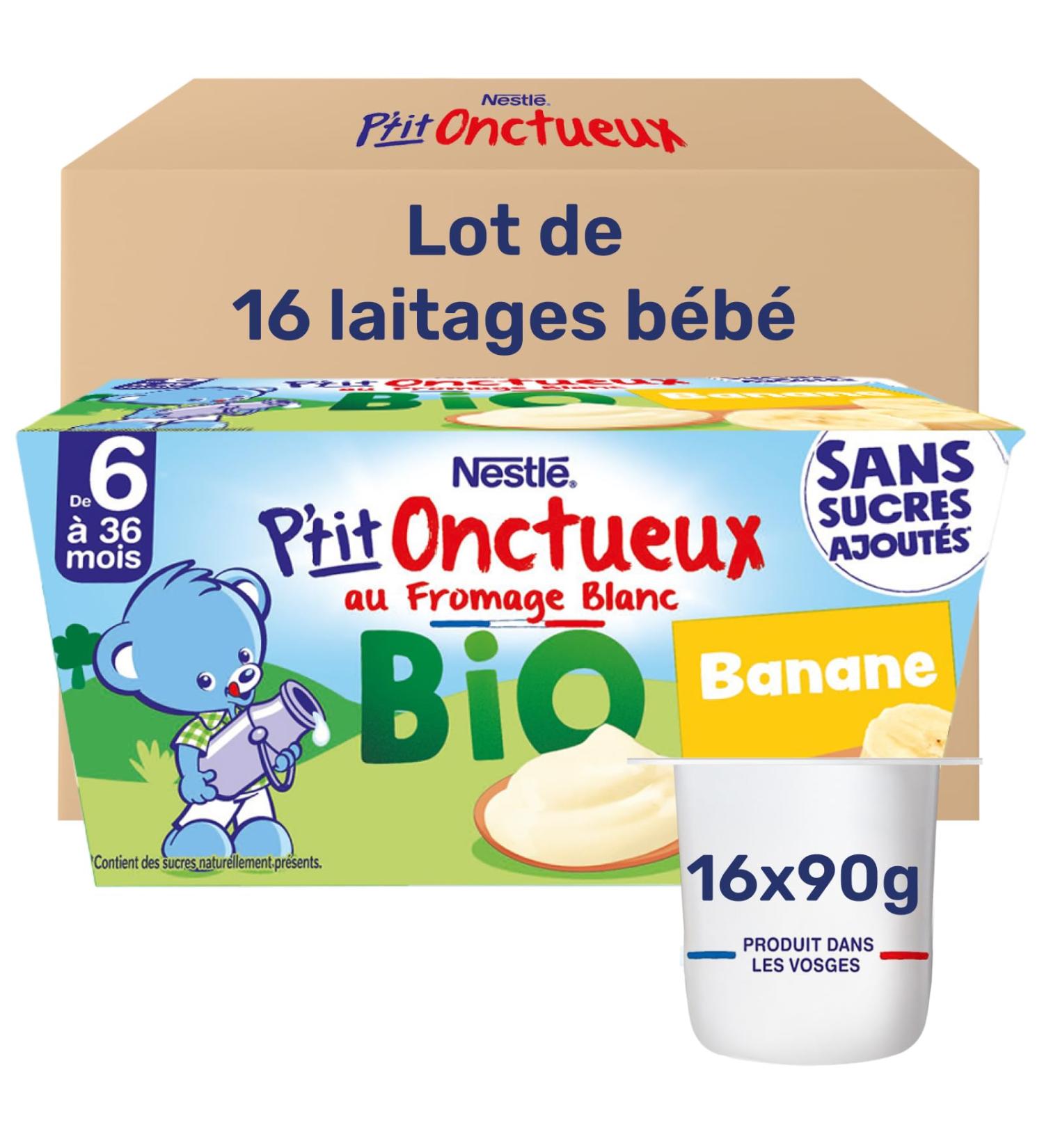Nestl B b - P'Tit Onctueux Bio - Banane - Laitage d s 6 Mois - 4X90g (Lot de 3) - Buy Online on GoSupps.com