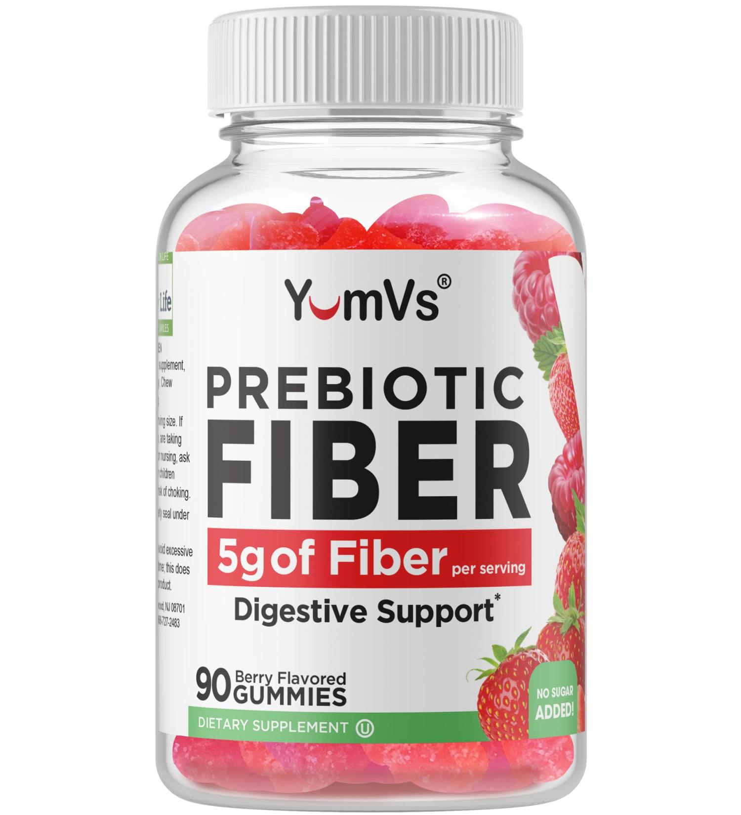 Yum-Vs Prebiotic Fiber Gummies: 5g Digestive Aid for Adults & Kids - Keto Friendly Daily Fiber Supplement - Unflavored - 90 Count - Buy Online on GoSupps.com