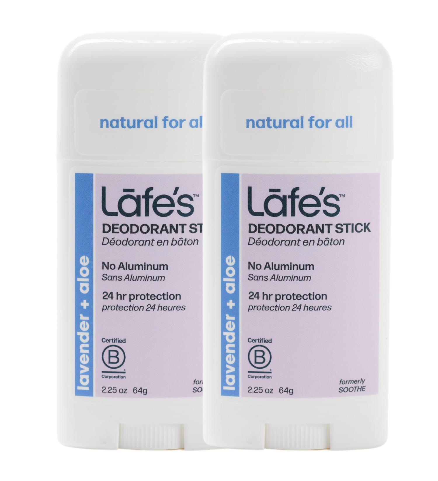 Lafe's Natural Deodorant | 2.25oz Aluminum Free Natural Deodorant Stick for Women & Men | Paraben Free & Baking Soda Free with 24-Hour Protection (Lavender & Aloe 2.25 Ounce (2-Pack)) - Buy Online on GoSupps.com