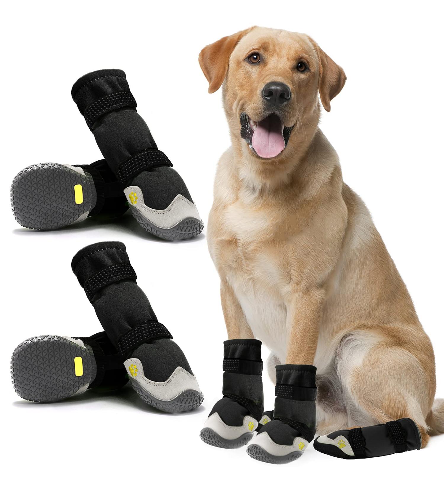 AQH Dog Shoes - Breathable 4-Piece Boot Set with Reflective Straps | Microfiber Leather & Rubber Sole for Paw Protection (Size C: 3.8-4.2 cm) - Buy Online on GoSupps.com