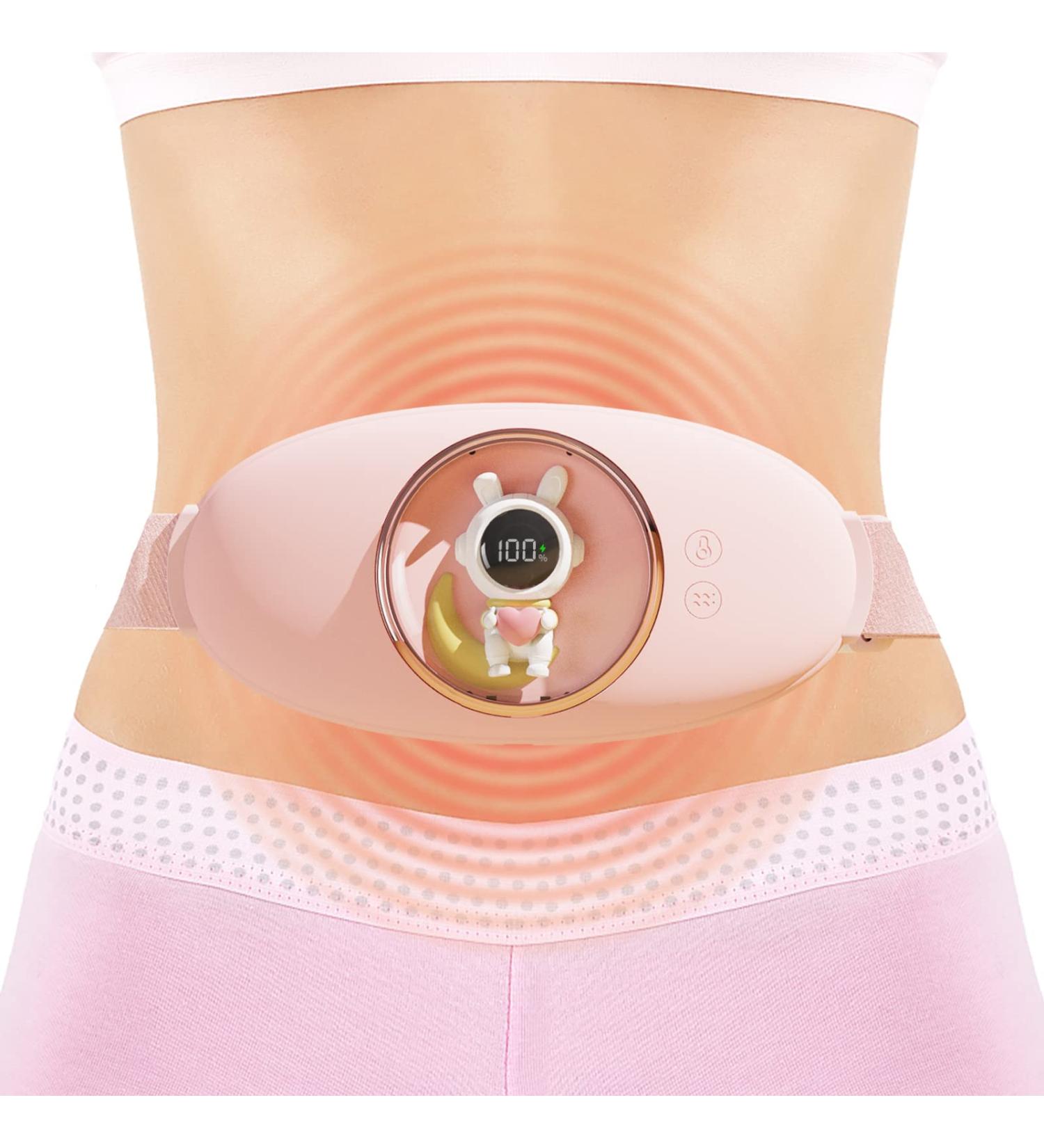 Jkjoy Portable Menstrual Heating Pad with 3 Heat Levels & 3 Vibration Modes - Cordless Fast-Heating Belly Wrap for Women (Pink) - Buy Online on GoSupps.com