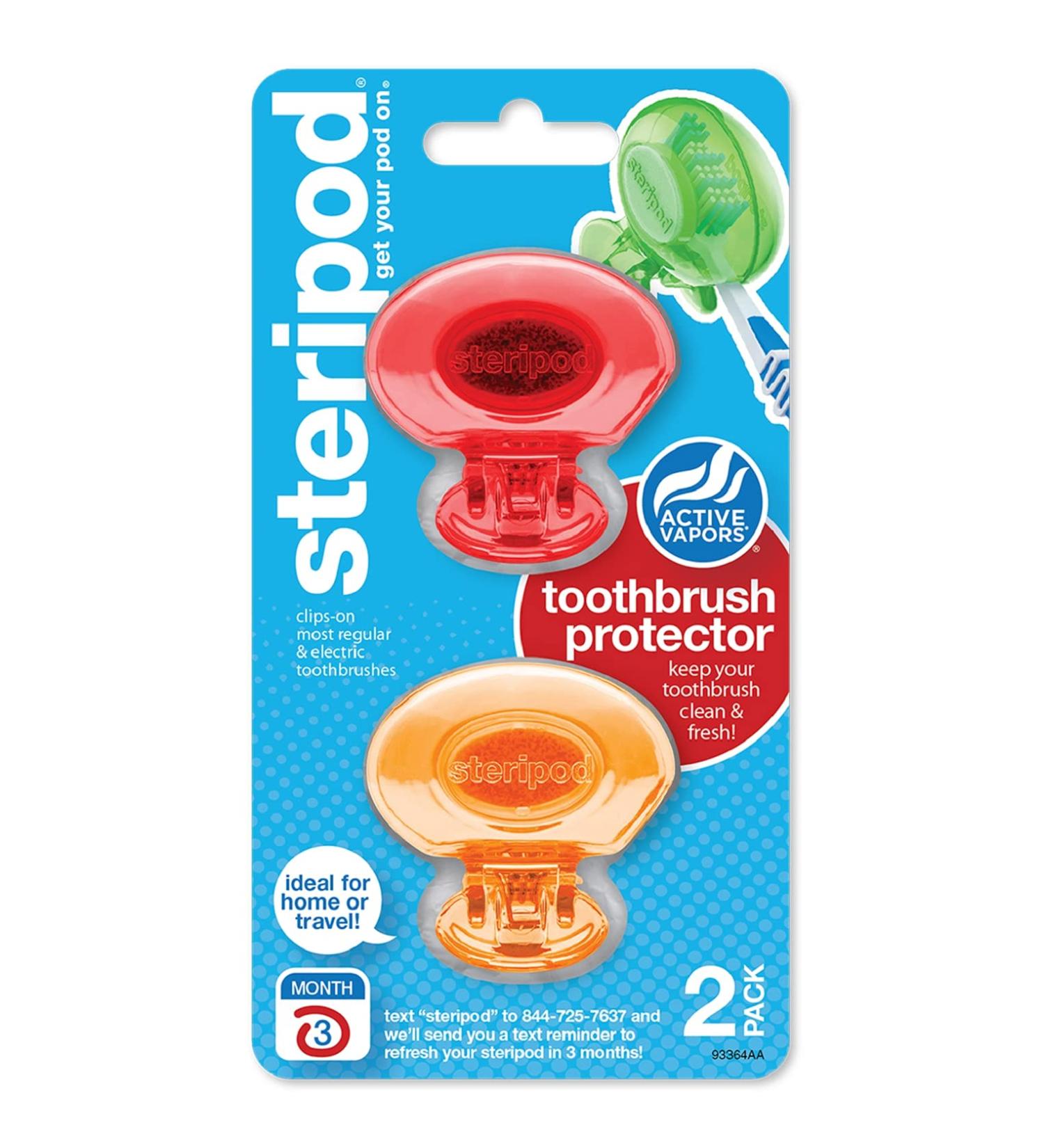 Steripod Clip-on Toothbrush Protector Red/Orange - 2 Count | Pack of 1 - Buy Online on GoSupps.com