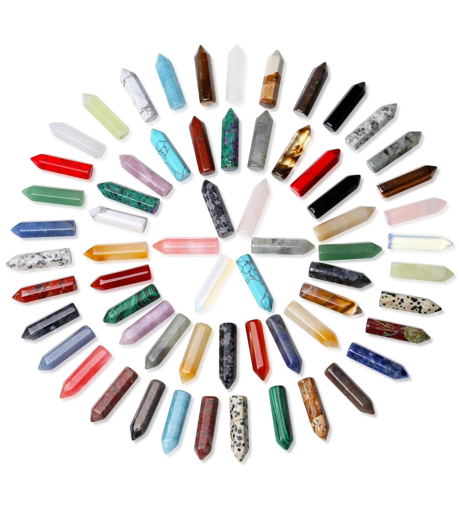 XIANNVXI 64 Pcs Healing Crystals Wands Crystals Points Natural Assorted Crystals Gemstones Healing Stones Reiki Crystal Tower for Meditation Balancing Witchcraft Supplies Spiritual Gifts Multicolour-64 - Buy Online on GoSupps.com