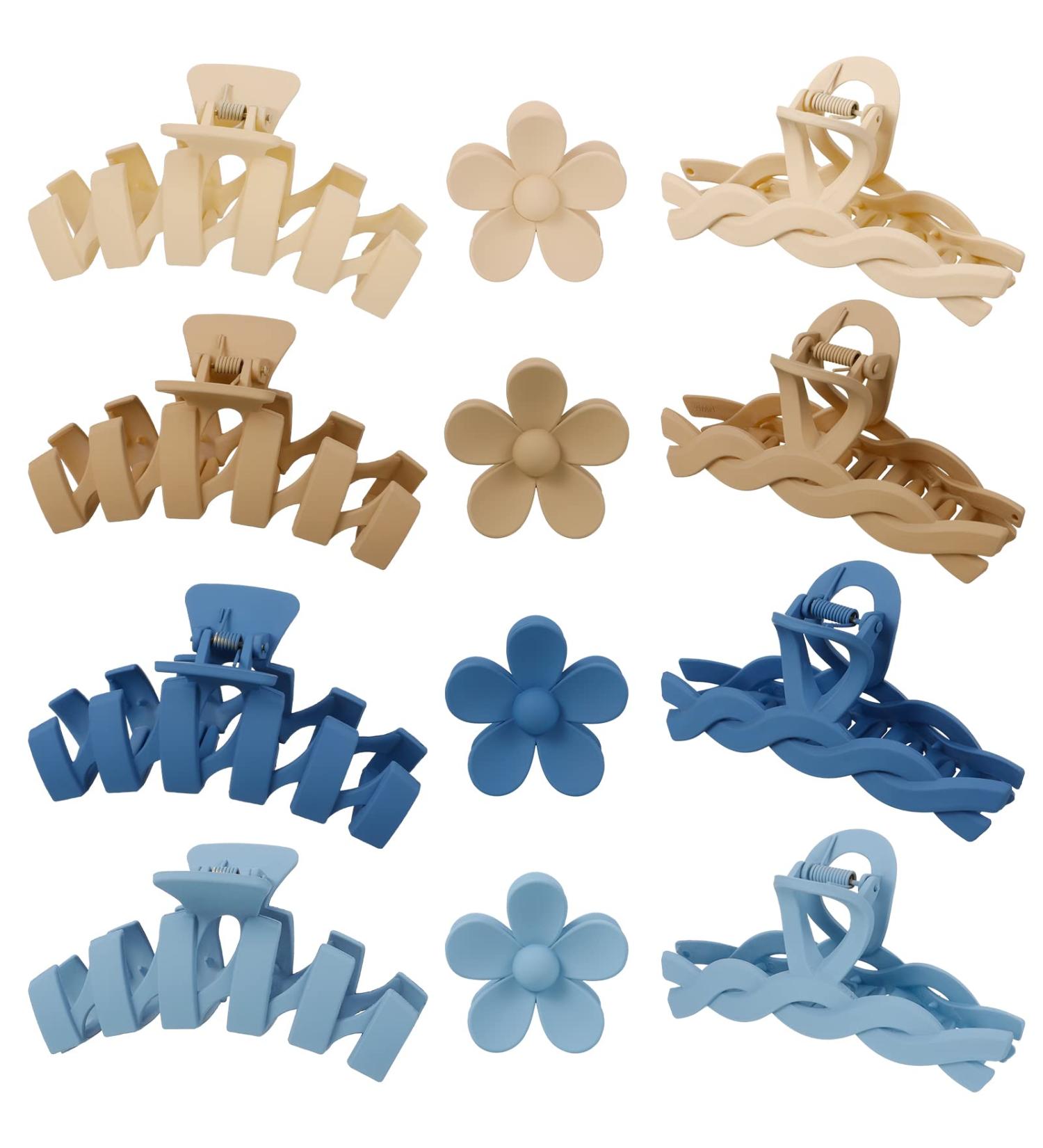 XINRUI 12 Pcs Large Claw Clips Variety Pack for Women - 4.4 Inch Hair Clips Banana Clips Matte Jaw Clip 90's French Design Barrettes Accessories for Women Girls - Buy Online on GoSupps.com
