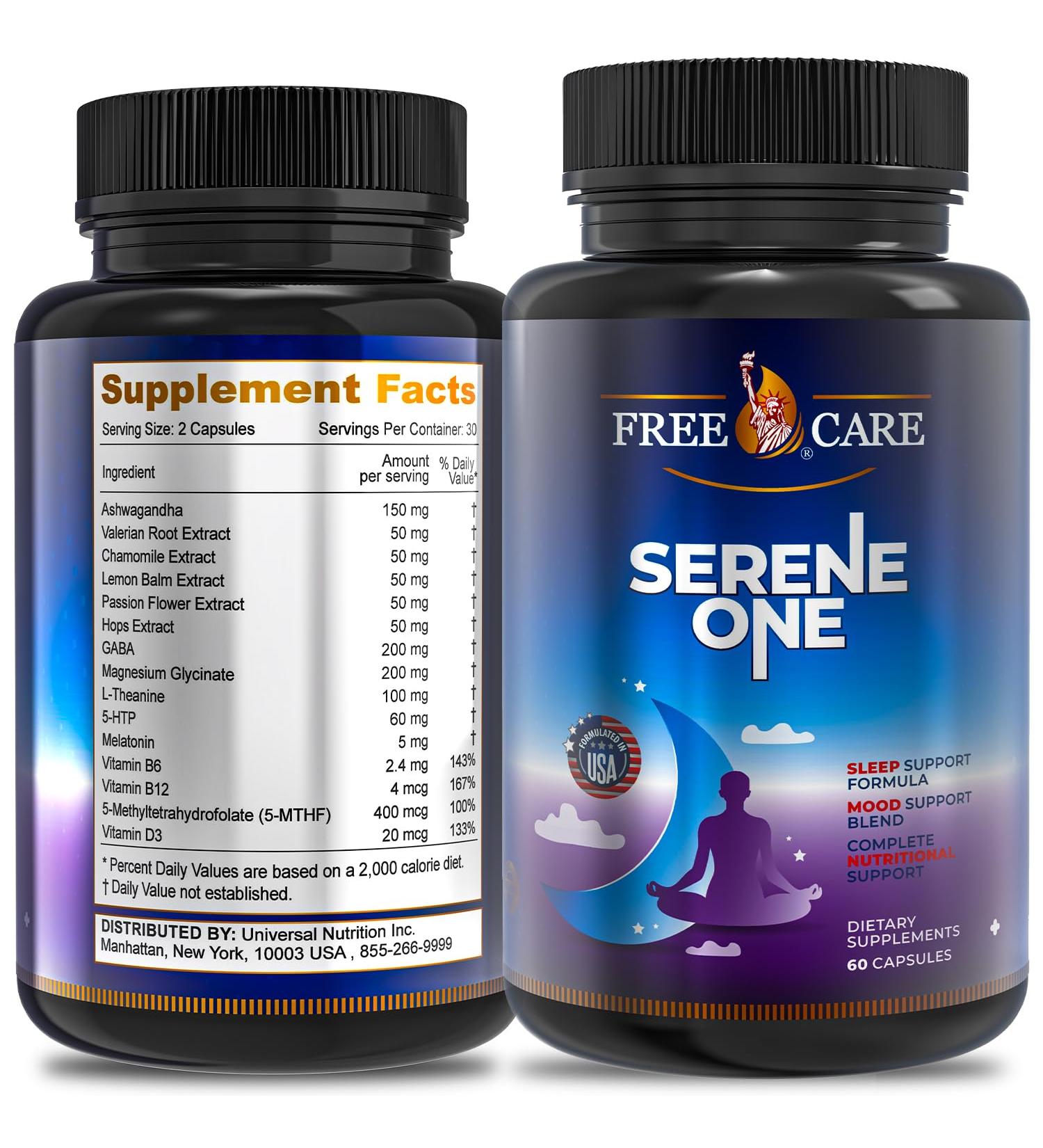 15-in-1 Melatonin Sleep Capsules - Natural Sleep Aids for Adults with Melatonin 5mg and Magnesium Glycinate, Support Sleep Health, Stress Relief with Ashwagandha, L-Theanine,GABA, 5-HTP - 60 Capsules - Buy Online on GoSupps.com