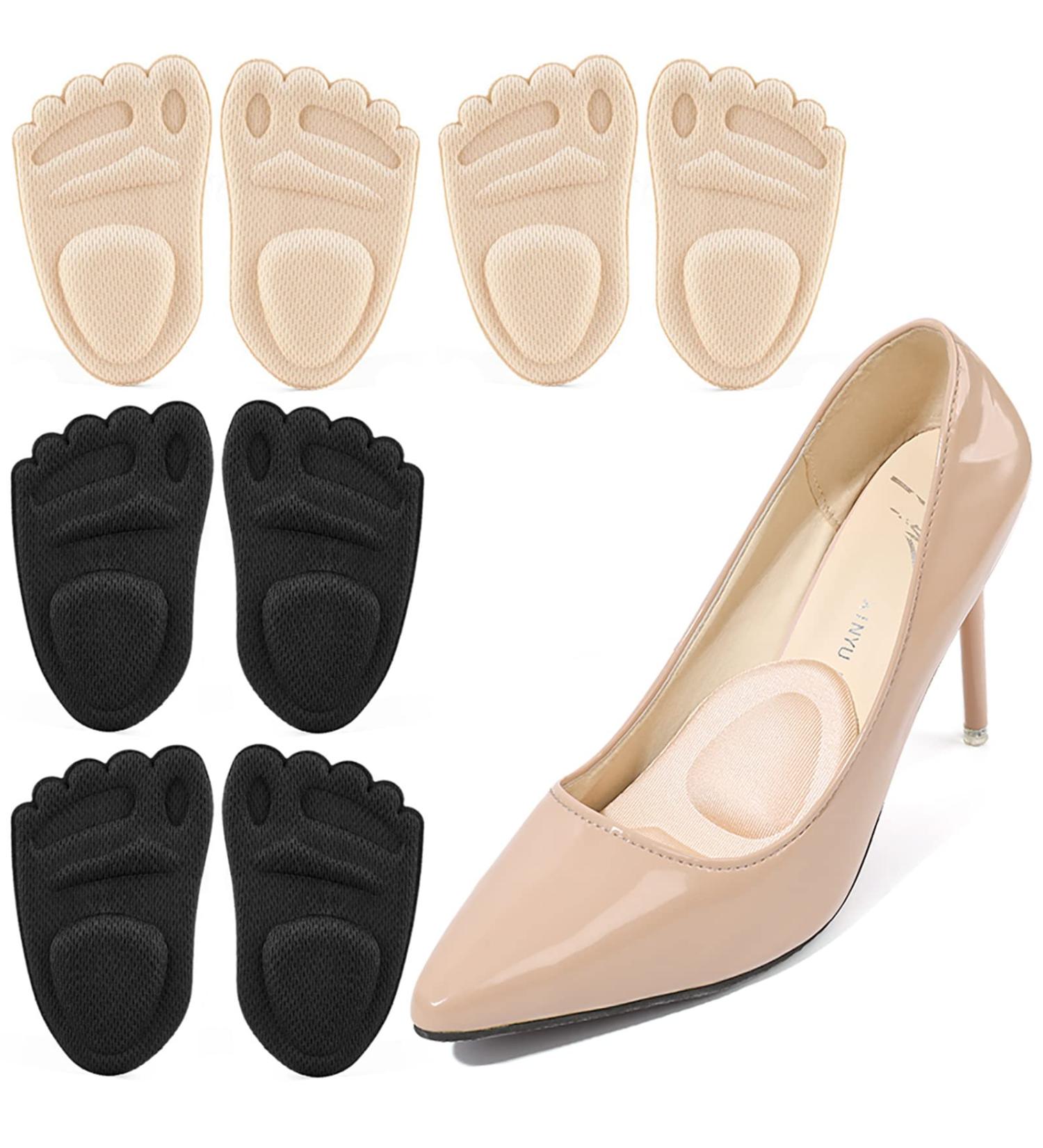 Metatarsal Pads for Women - Forefoot High Heel Shoe Inserts Thickened Anti-Sliding Cushions 4 Pairs (Black + Beige - Buy Online on GoSupps.com