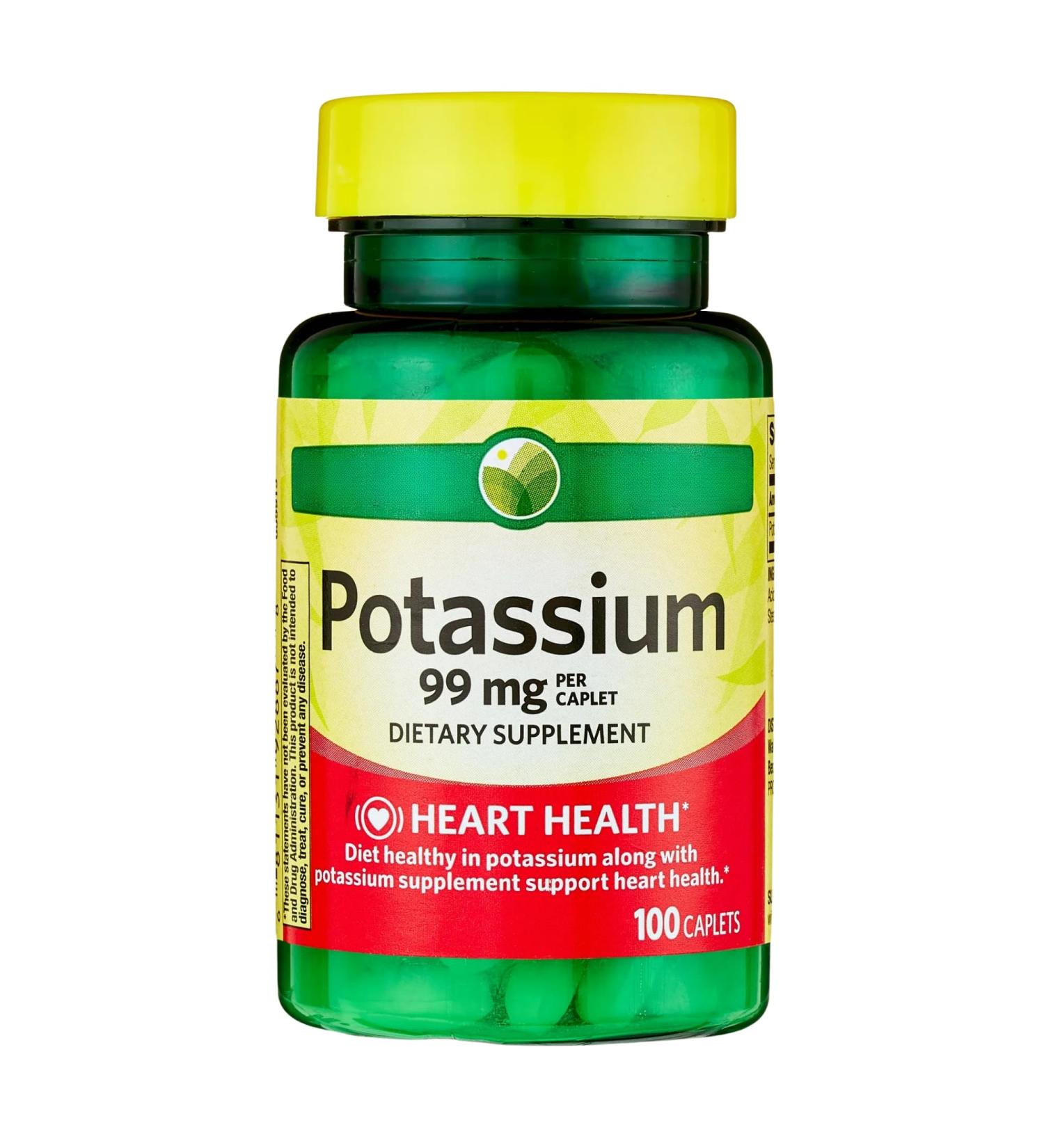 KP+ Spring Valley Potassium | Potassium 99 mg | 100 Caplets | Supports Heart Muscle & Nerve Health | Essential Electrolyte Supplement | Pack of 1 - Buy Online on GoSupps.com