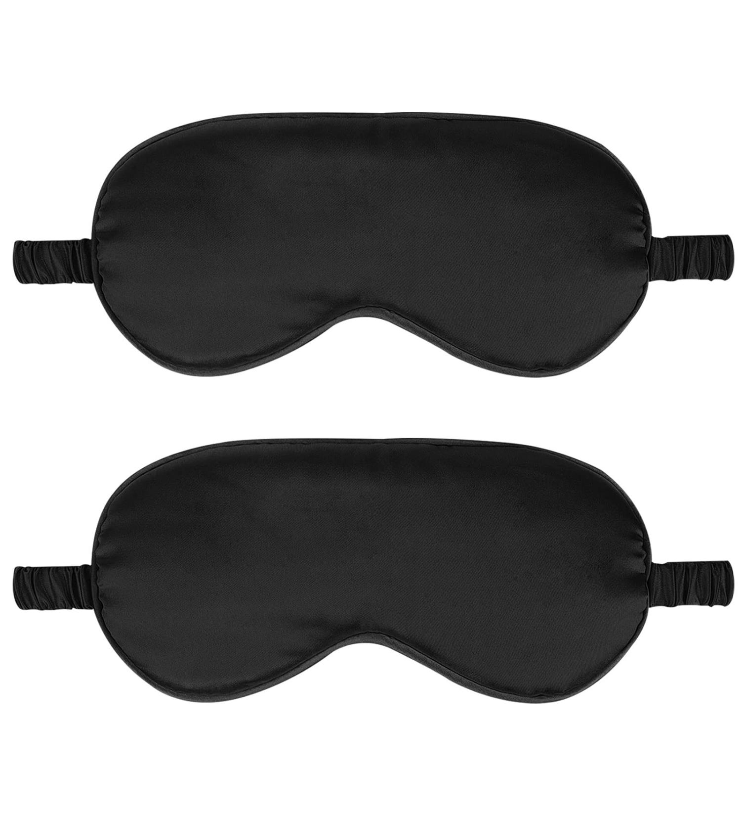 2Pack Silk Sleep Mask Eye Mask for Full Night's Sleep and Travel - Black - Buy Online on GoSupps.com