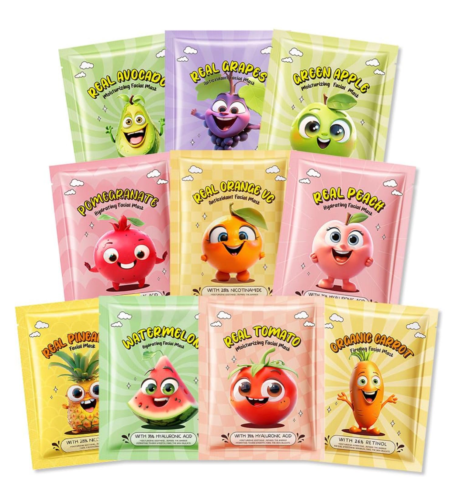 Lot de 10 masques pour enfants en forme de fruits - Masque facial pour f te spa - Masque facial en aluminium - Soin de la peau hydratant - Buy Online on GoSupps.com