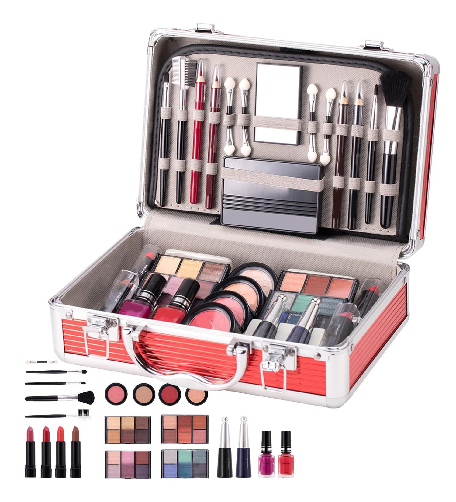 G n rique Makeup Set Multi-Functional Makeup Case Eyeshadow Kit Blush Palette Eyebrow Pencil Lipstick Set Nail Polish Brush For Women Travel & Parties - Buy Online on GoSupps.com