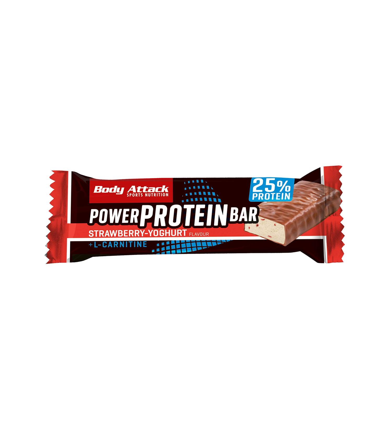Body Attack Protein Bar - Strawberry Yoghurt - 24x35g - Low Fat Fitness Protein with Vitamins & L-Carnitine - Premium Milk Protein - Made in Germany - Buy Online on GoSupps.com