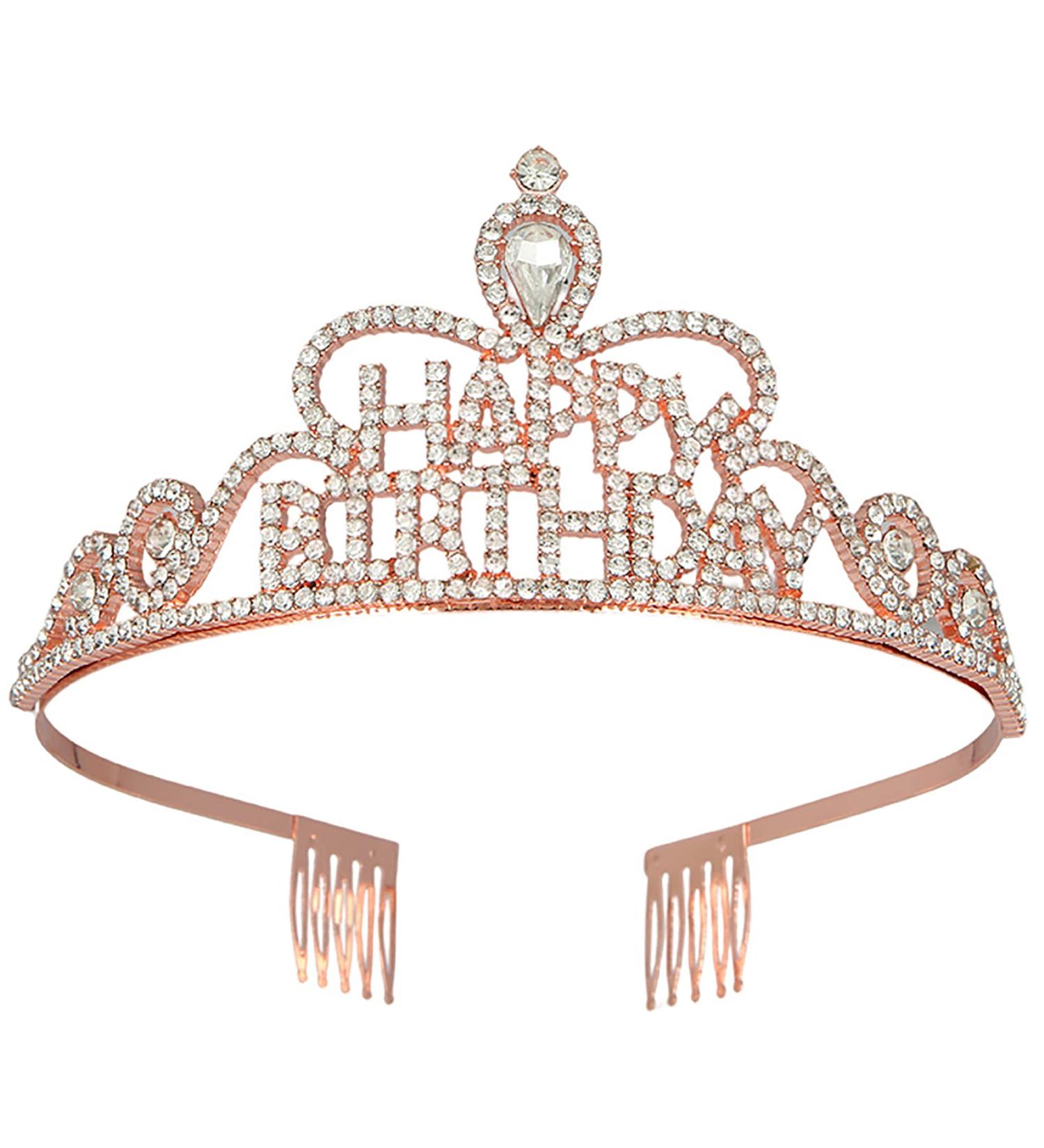 FGSS Birthday Rhinestone Tiaras-and-Crowns Crystal Headband - Women's Rose Gold Princess Crown - Buy Online on GoSupps.com