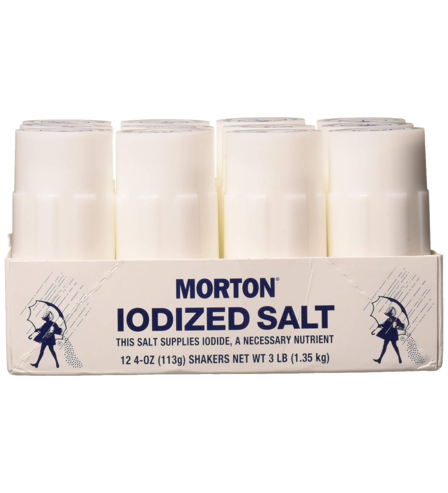 Morton Iodized Salt Shakers 4 oz (Pack of 12) - Convenient Seasoning for Your Kitchen - Buy Online on GoSupps.com