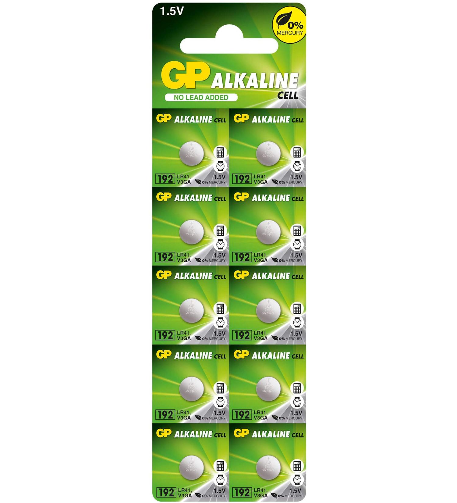 Buy GP Batteries Alkaline LR41 Button Cell - Chrome/Black/Red (Pack of 10) | International Shipping Available - Buy Online on GoSupps.com