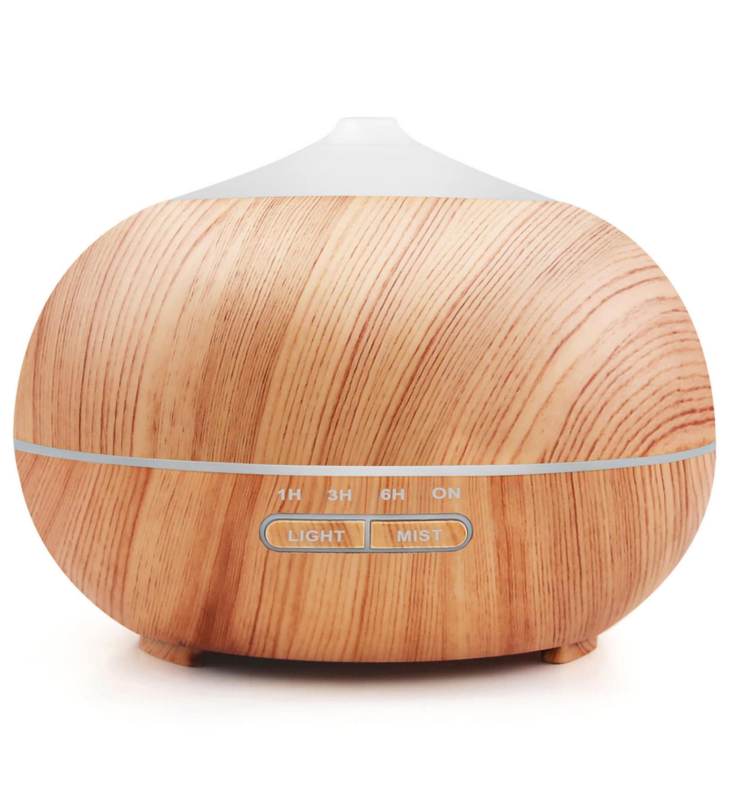 Aroma Diffuser for Essential Oils - 400ml Ultrasonic Humidifier & Fragrance Lamp with 7 LED Colors | Perfect for Bedroom Office Yoga & Spa - Wood Grain Yellow - Buy Online on GoSupps.com