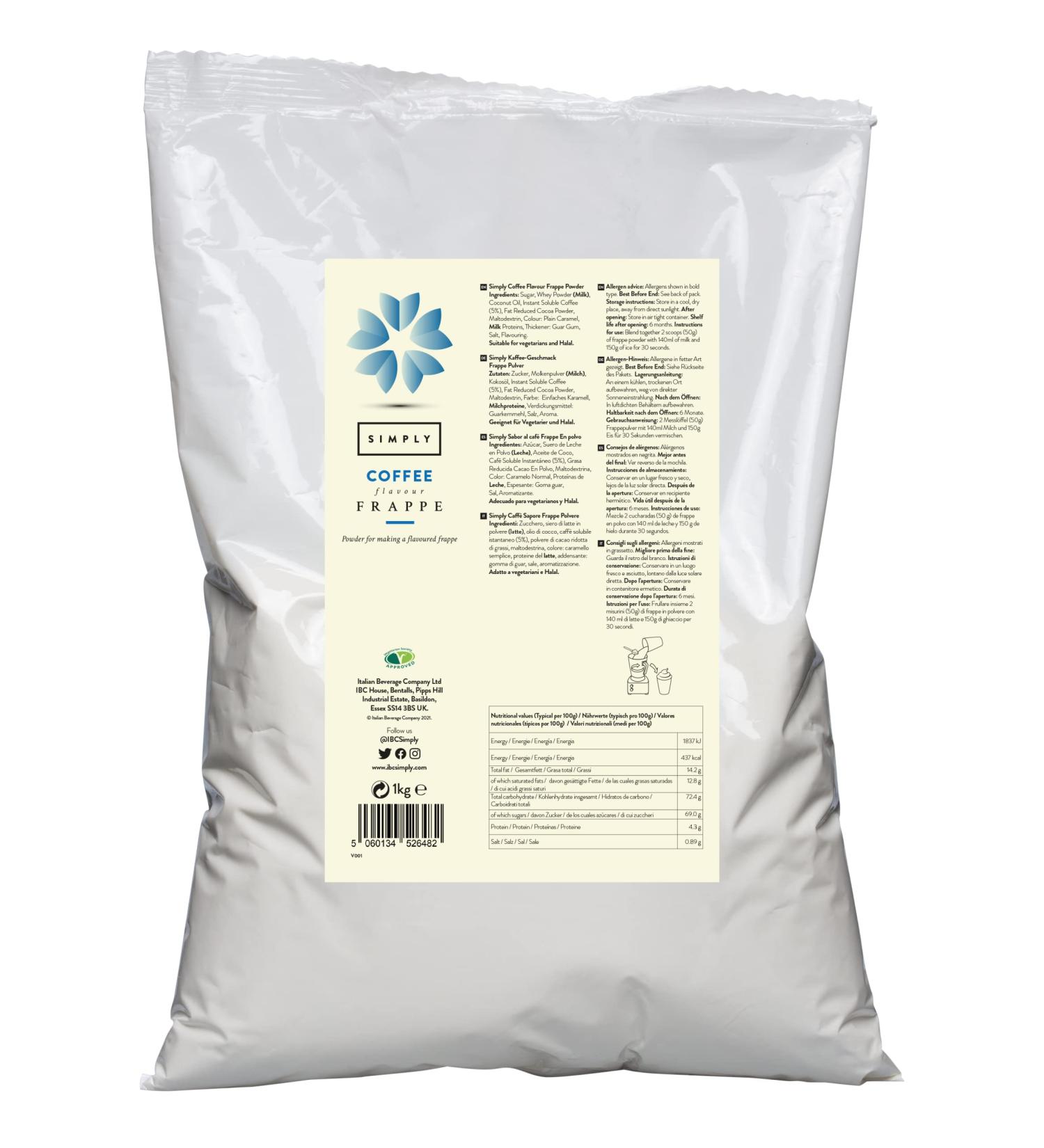 Nut-Free & Gluten-Free Simply Coffee Frappe Powder - 1kg (Pack of 1) - Buy Online on GoSupps.com