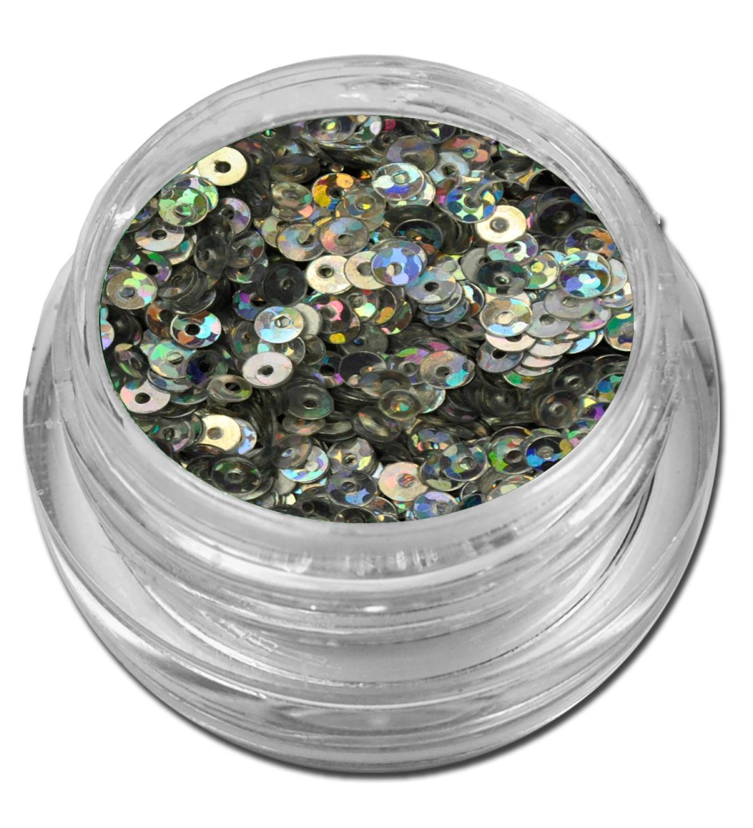 Glitter Donuts Circles Swirls Glitter Nail Art Silver Iridescent 018