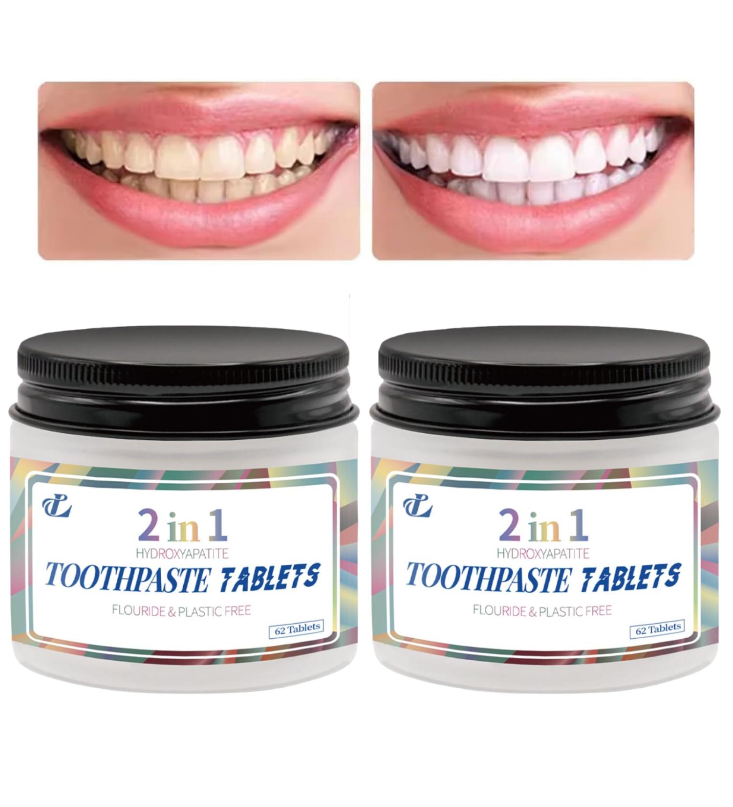 2 in 1 Nano Hydroxyapatite Toothpaste Tablets | Fluoride-Free Eco-Friendly Natural Coconut Mint Flavor | Perfect for Travel - Buy Online on GoSupps.com