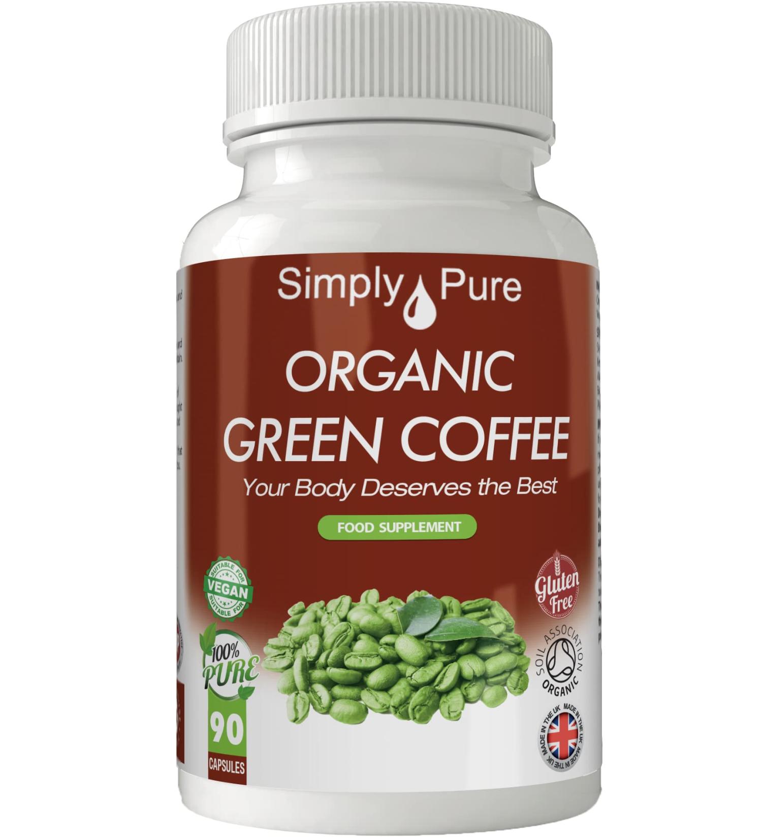Organic Vegan Green Coffee Capsules x 90 | 100% Natural Soil Association Certified | 500mg Gluten Free & GM Free - Buy Online on GoSupps.com