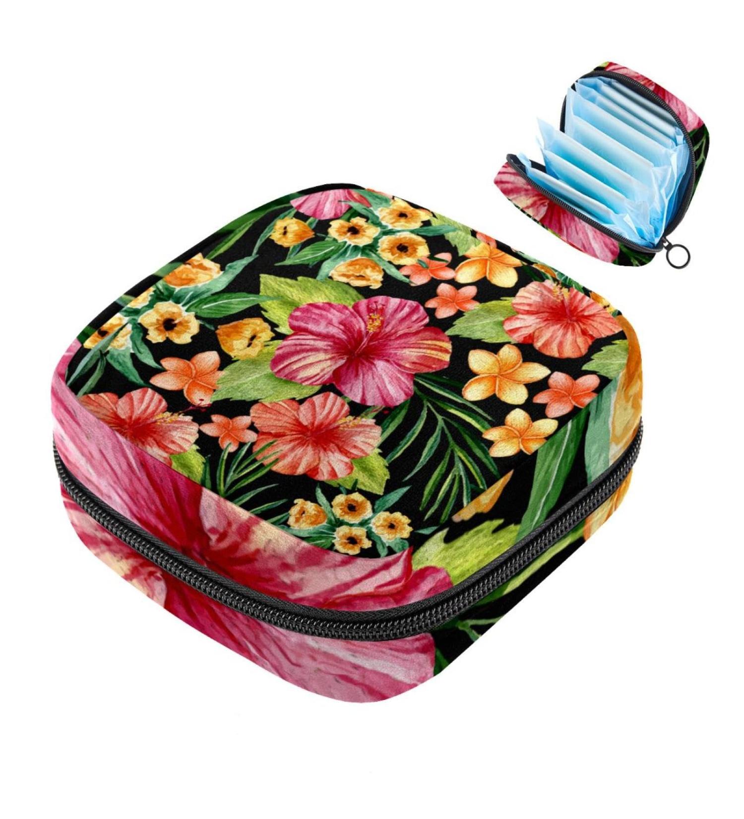 Shop Women's Tropical Flower Binding Storage Bags - Portable Menstrual Pad & Tampon Holders - Multi-Colored for School & Office - Buy Online on GoSupps.com