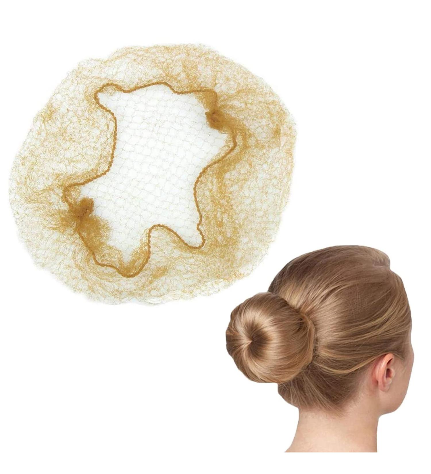 Invisible Hair Nets for Women - 20pcs Blonde Elastic Edge Mesh Hair Bun Nets - Ideal for Ballet, Gymnastics - 50cm/20inch - Buy Online on GoSupps.com