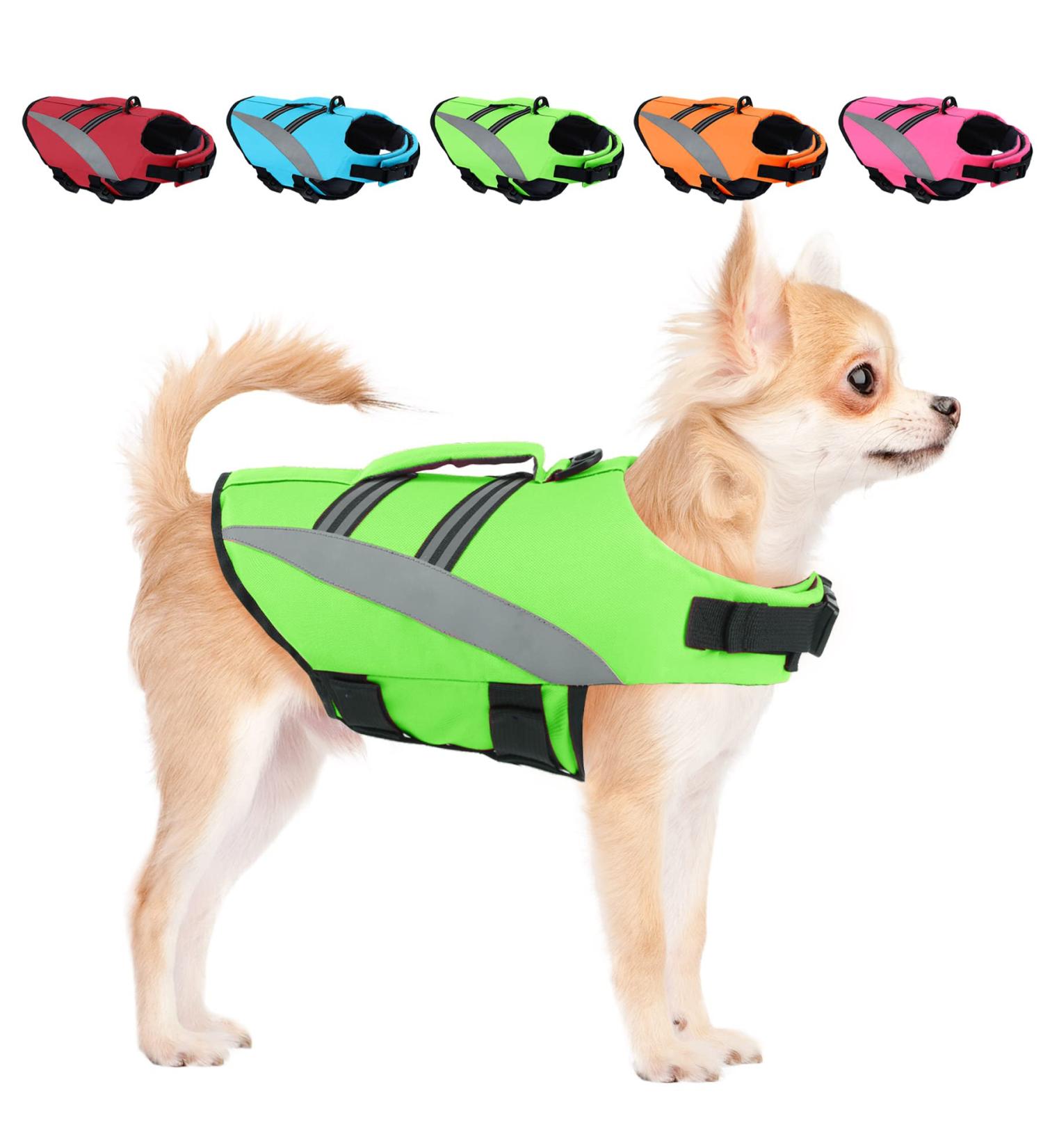 Alagirls Medium Dog Swimming Vest - Adjustable Buoyancy Preserver with Rescue Handle | High-Quality Green Safety Gear (42-54cm Chest) - Buy Online on GoSupps.com