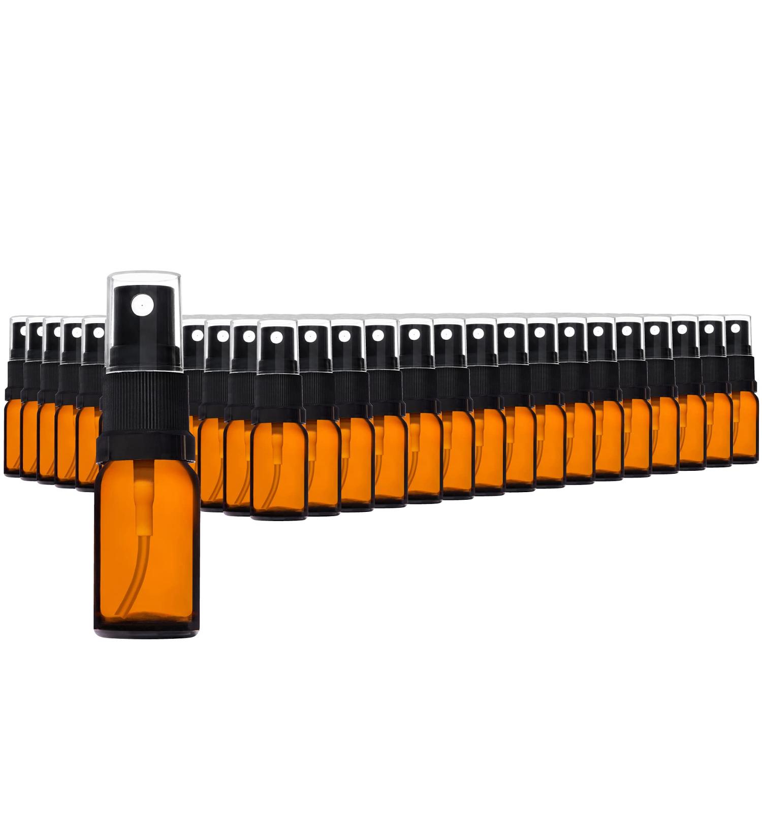 Handsunity 10ml-192Stk spray bottle glass bottle with atomizer Bernstein pharmacy bottle set with black atomizer Glass Spray bottle made of brown las with 5 pcs accessories 10ml-192 pieces Black cap