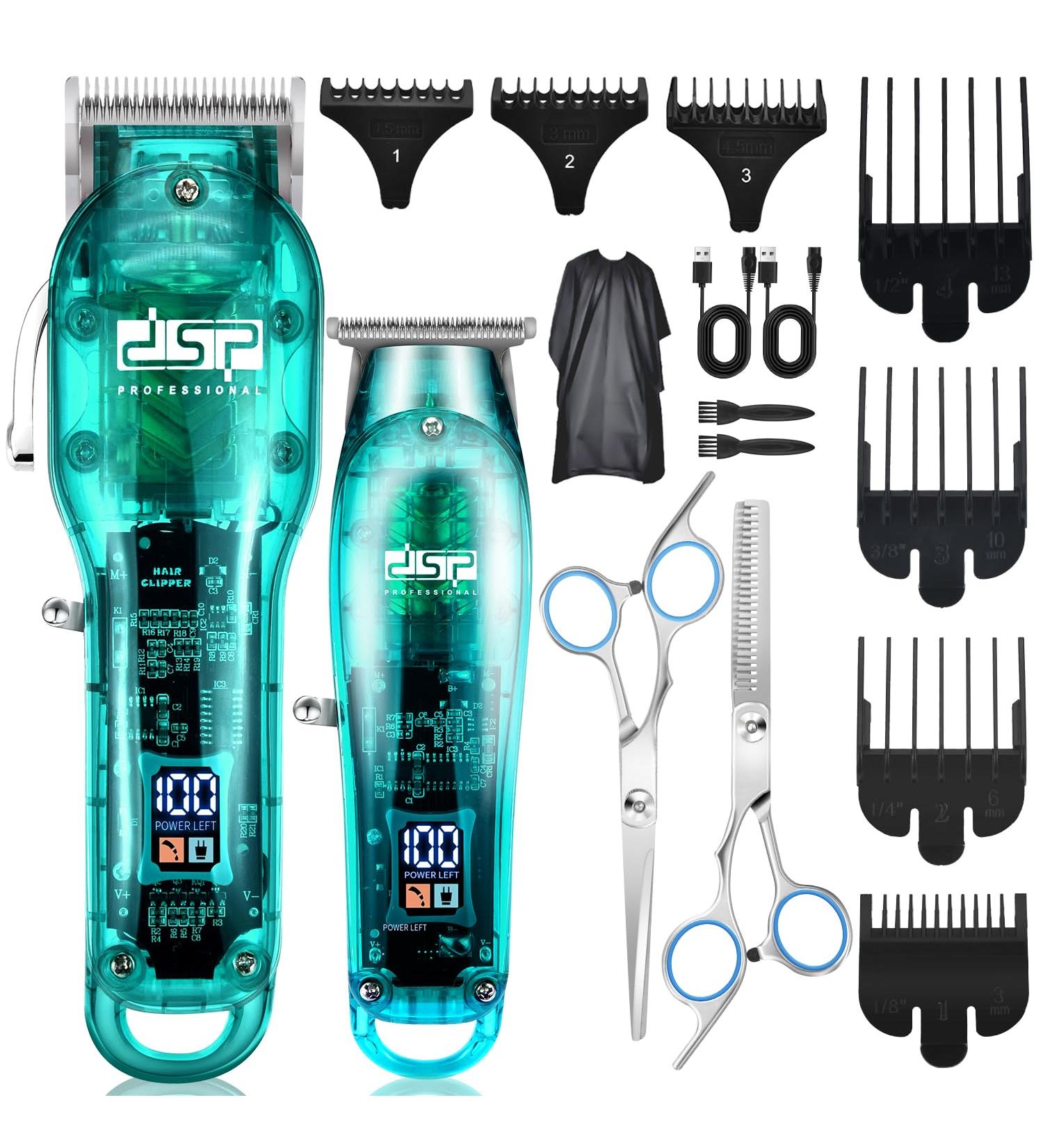 DSP Hair Clipper & Trimmer Kit for Men | Professional Barber Set for Hair & Beard Cutting | Zero Gap Beard Trimmer with LED Display - Blue - Buy Online on GoSupps.com
