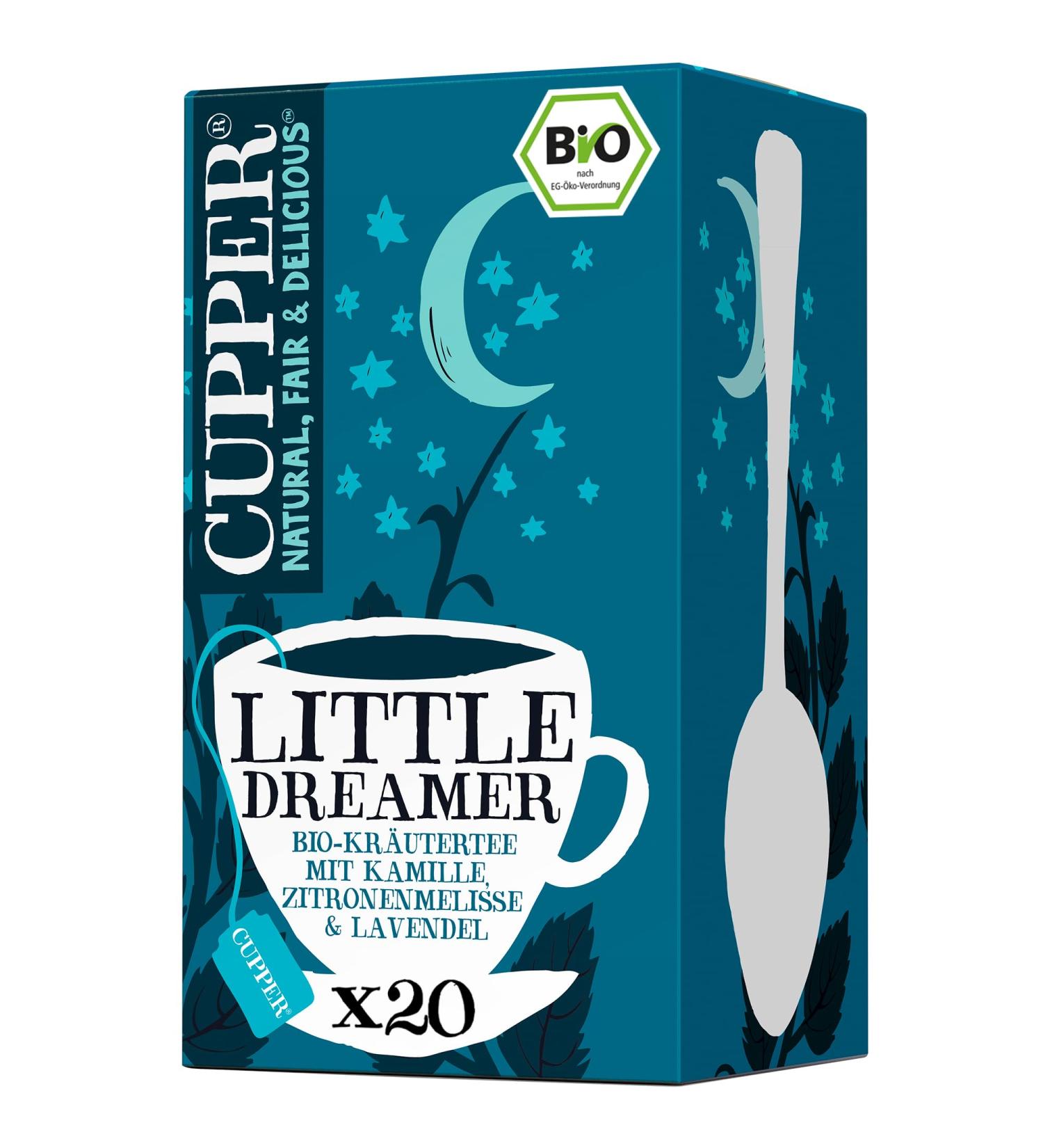 Cupper Organic Herbal Tea - Little Dreamer with Chamomile Lemon Balm & Lavender - 20 Pieces (30g) - International Shipping - Buy Online on GoSupps.com