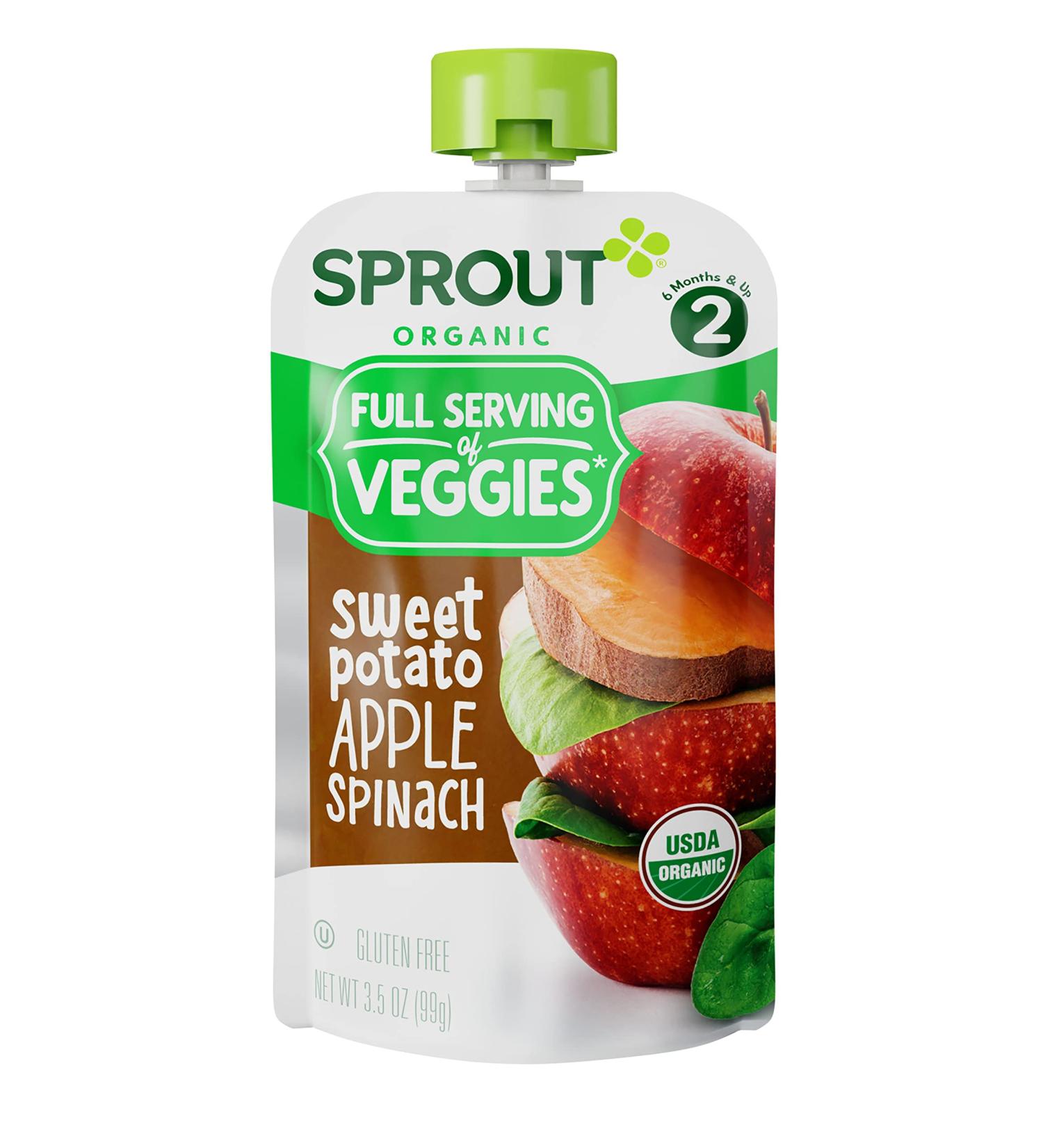 Organic Baby Food - Sweet Potato Apple Spinach for 6 Months+ | Sprout 3.5 oz - Buy Online on GoSupps.com