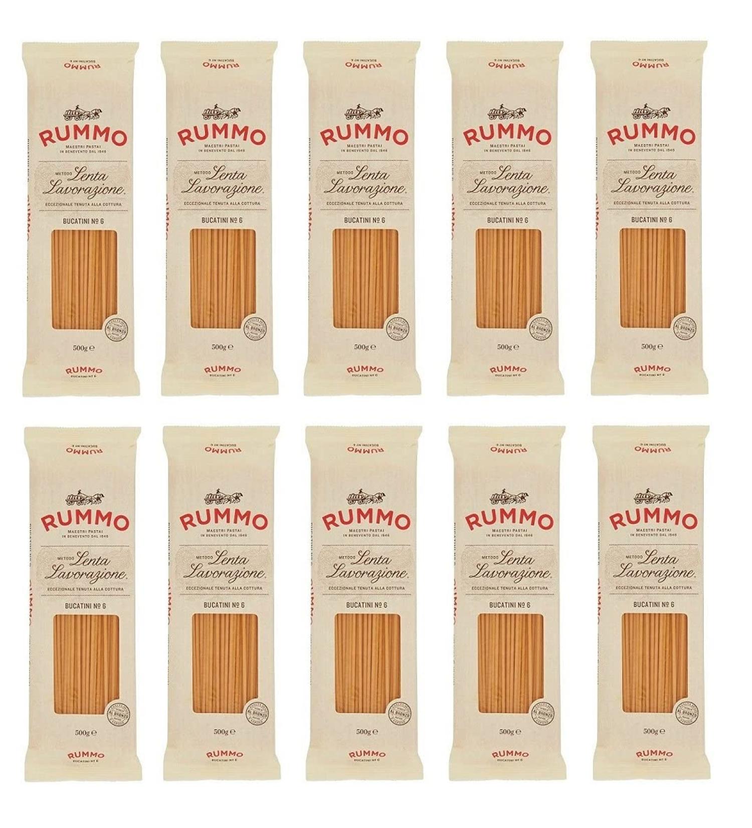 Rummo Bucatini N 6 Pasta Lenta Lavorazione pasta made from durum wheat grits bronze drawing 500g