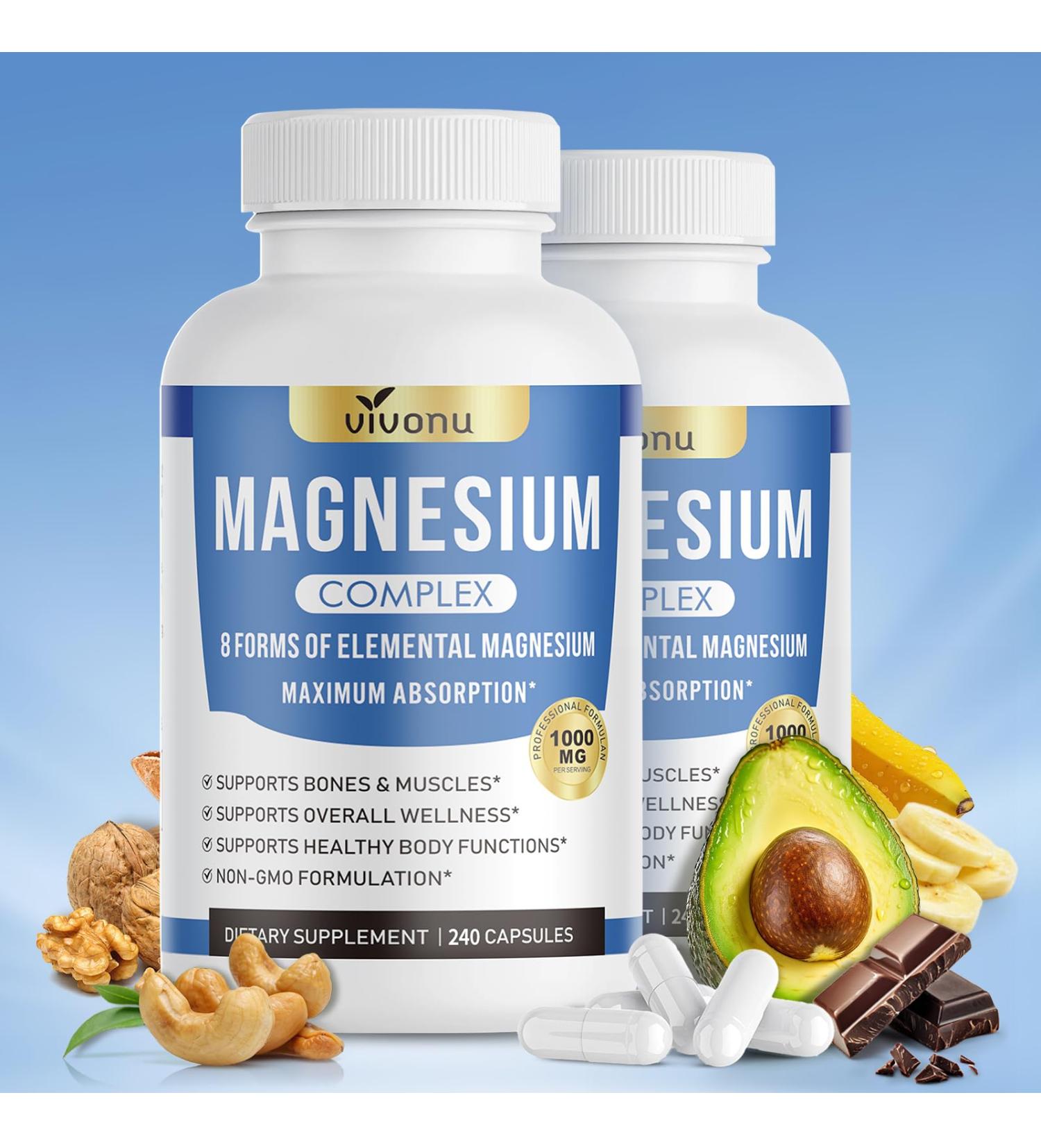 2 Pack 1000mg Magnesium Complex 240 Capsules 2 Bottle | 480 Capsules - Buy Online on GoSupps.com