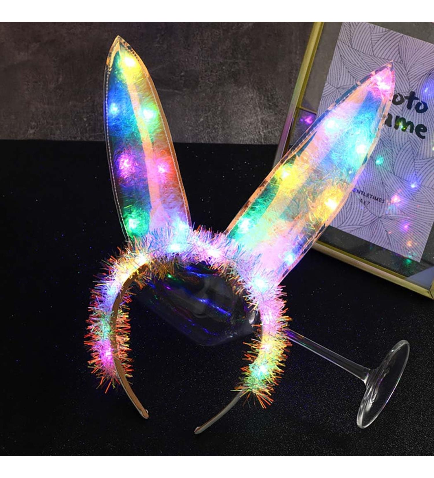 Zoestar Light Up Bunny Headband Led Glow Rabbit Ear Hair Bands Bunny Cosplay Costume Headwear for Women - Buy Online on GoSupps.com
