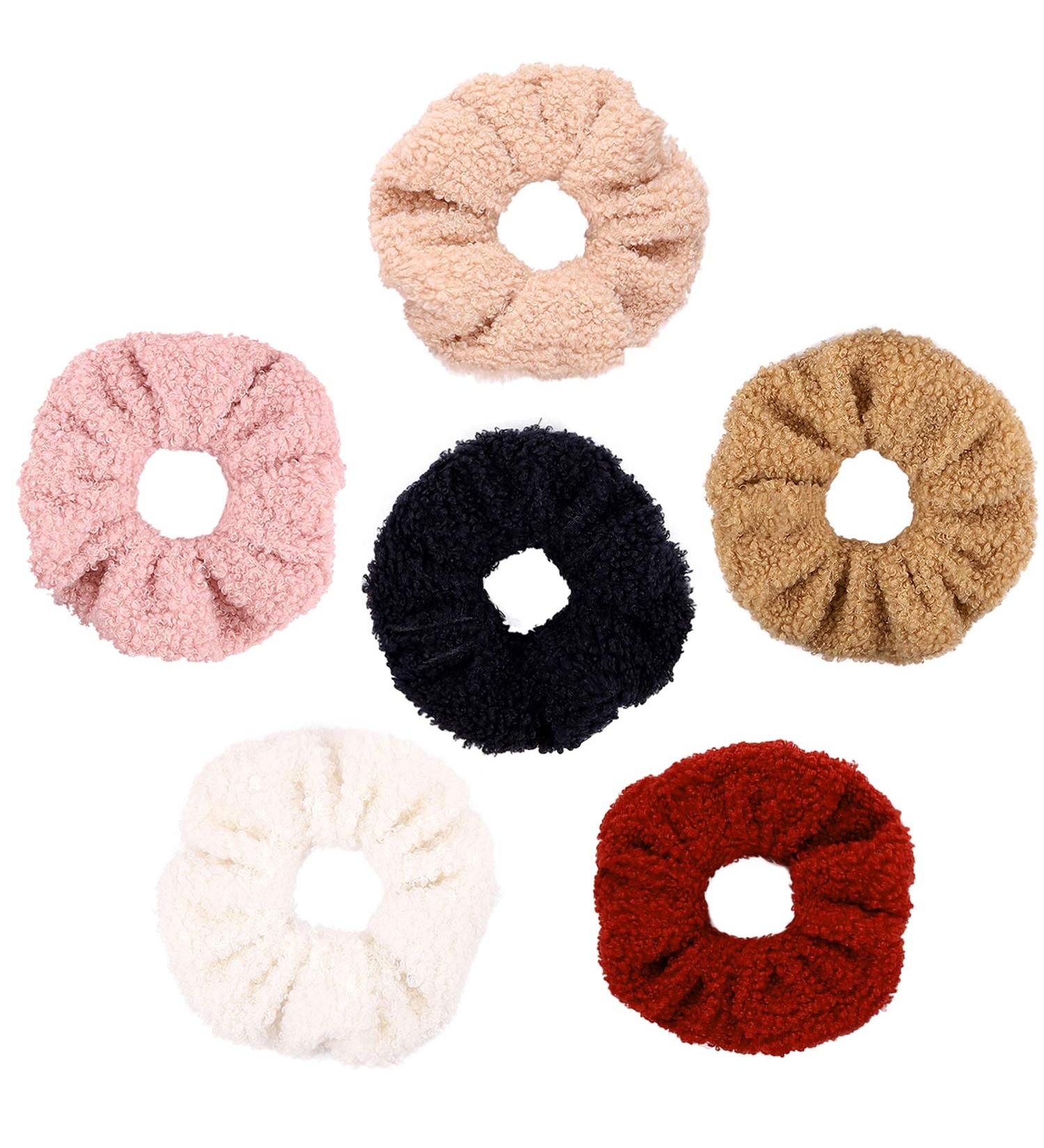 WATINC 6Pcs Teddy Faux Fur Hair Scrunchies - Colorful Large Hair Ties for Women & Girls - Buy Online on GoSupps.com
