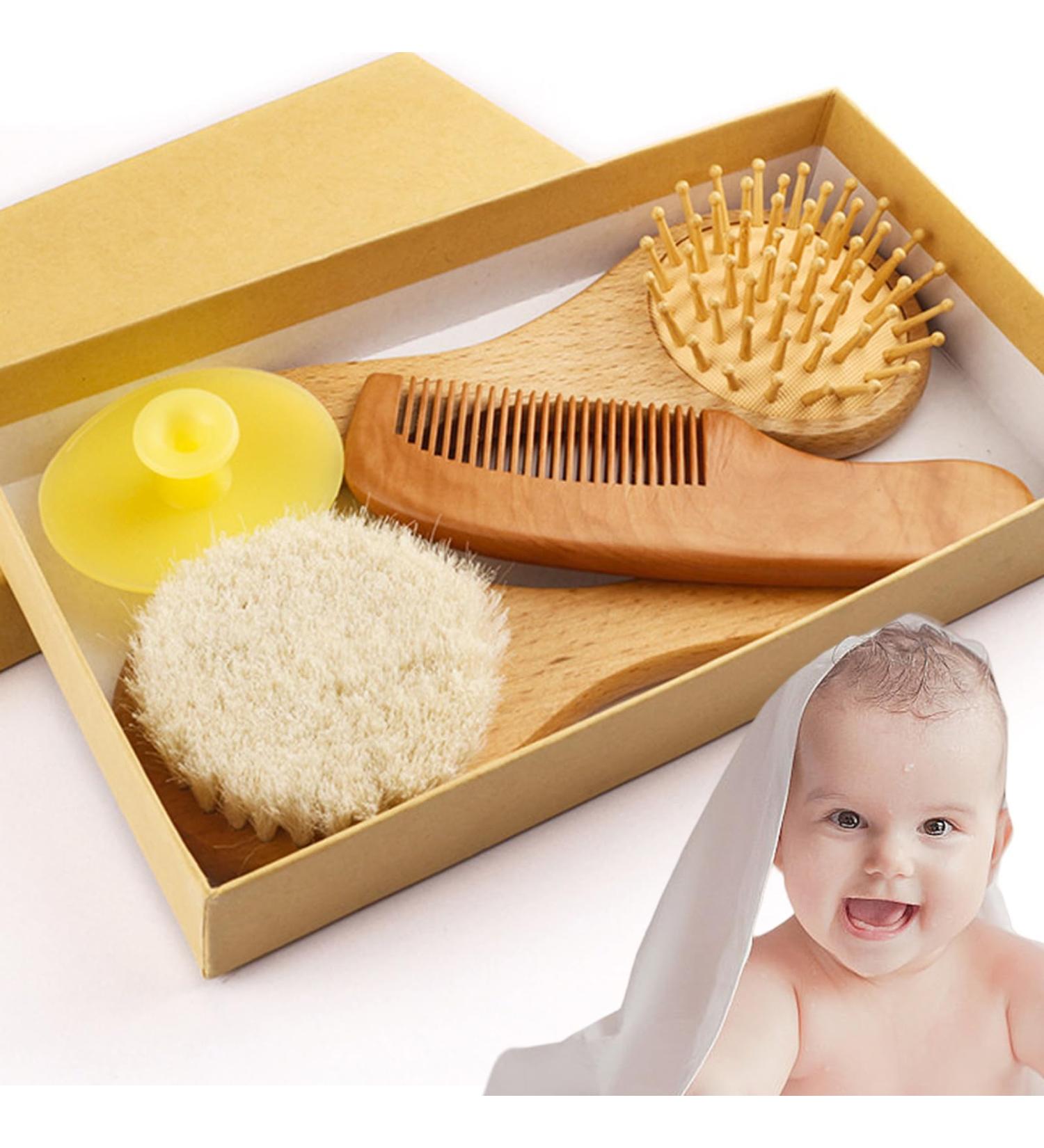 Baby Hairbrush Set - 4-Piece Infant & Toddler Brush and Comb for Soft Hair Care - Buy Online on GoSupps.com