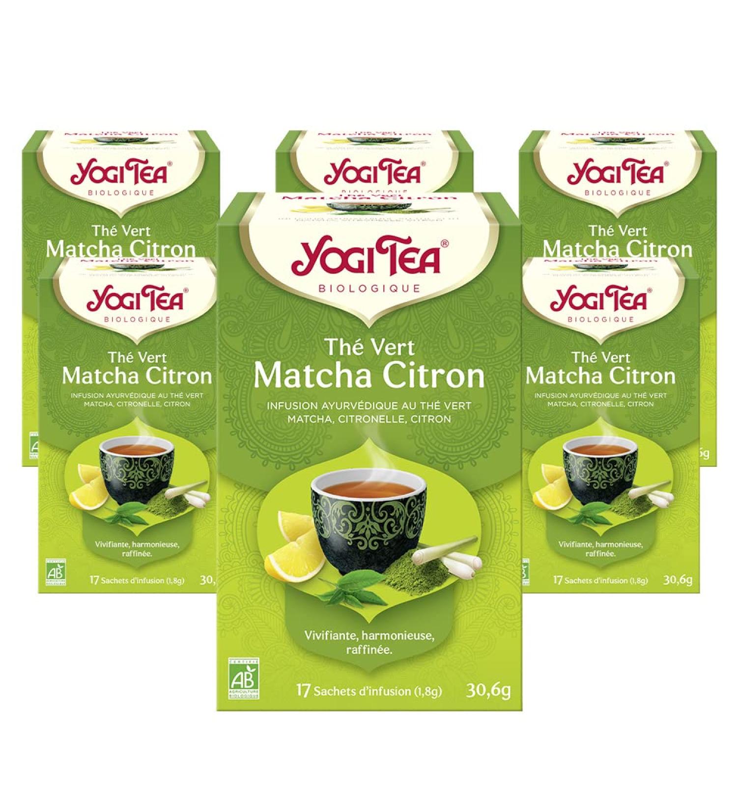 YOGI TEA Organic Matcha Lemon Green Tea Blend of Green Tea Matcha Lemongrass and Lemon 102 (6x17) Tea Bags - Buy Online on GoSupps.com