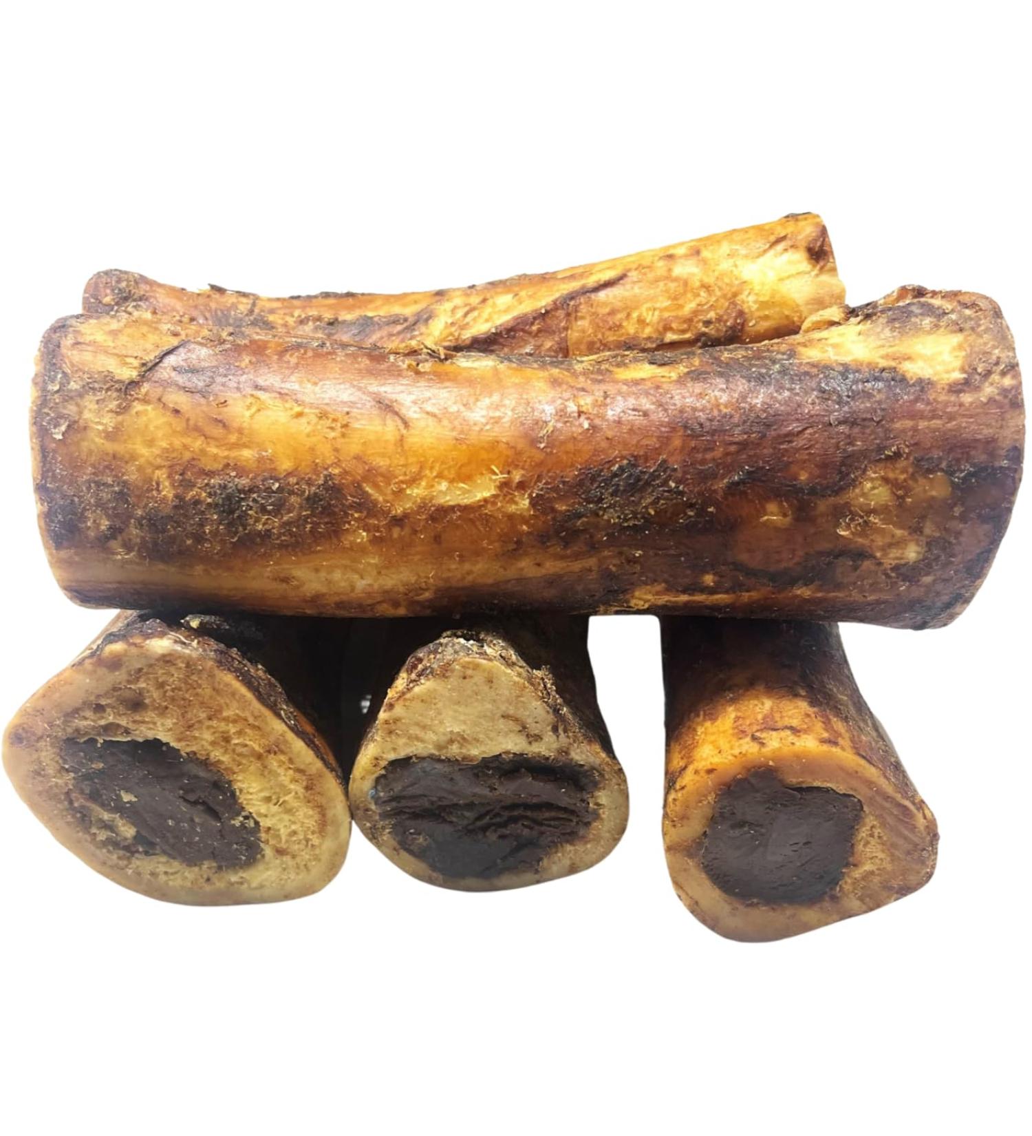 Natural Stuffed Marrow Bones - *(Pack of 5-6 INCH)* - Marrow Bones for Dogs - (Beef/Sweet Potato/Bacon and Cheese OR PB Stuffed) - Dog CHEW Treat - 100% Natural - (5 Pack - Beef) - Buy Online on GoSupps.com