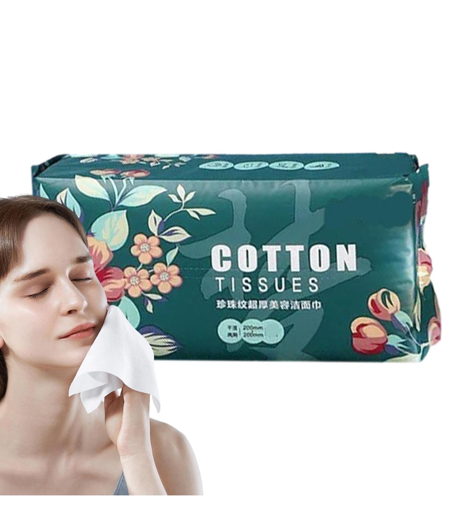 Facial Cotton Tissue | Thickened Facial Paper Towel Pearl Pattern Design | Large Face Towel Hygienic Dry Sheet for Face Washing Sensitive Skin Makeup Remover - Buy Online on GoSupps.com