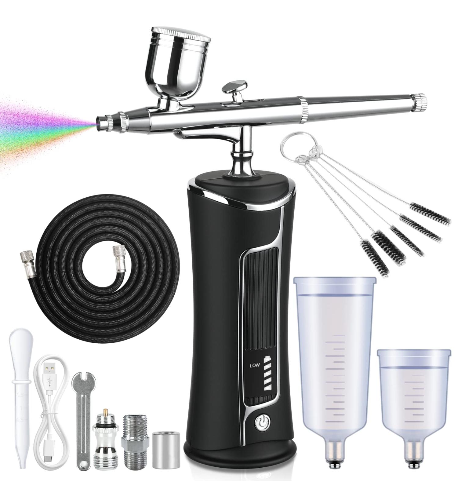 Fascinated Cordless Airbrush Kit - Portable Handheld Rechargeable Gun Set for Makeup, Painting, Cake Decor & More - Buy Online on GoSupps.com